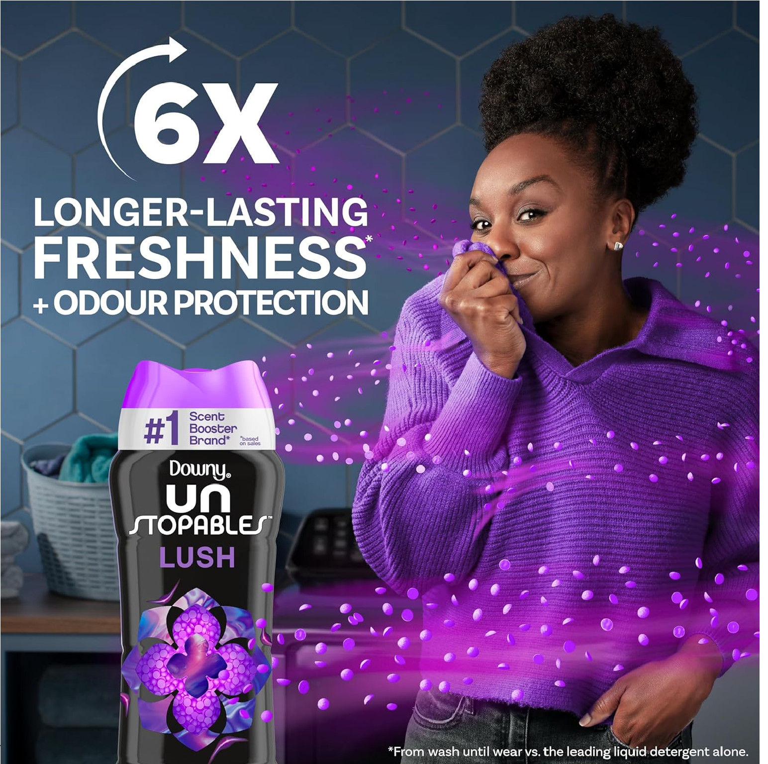 Downy Unstopables In Wash Scent Booster Beads, Lush Scent, 24 oz, Laundry Beads