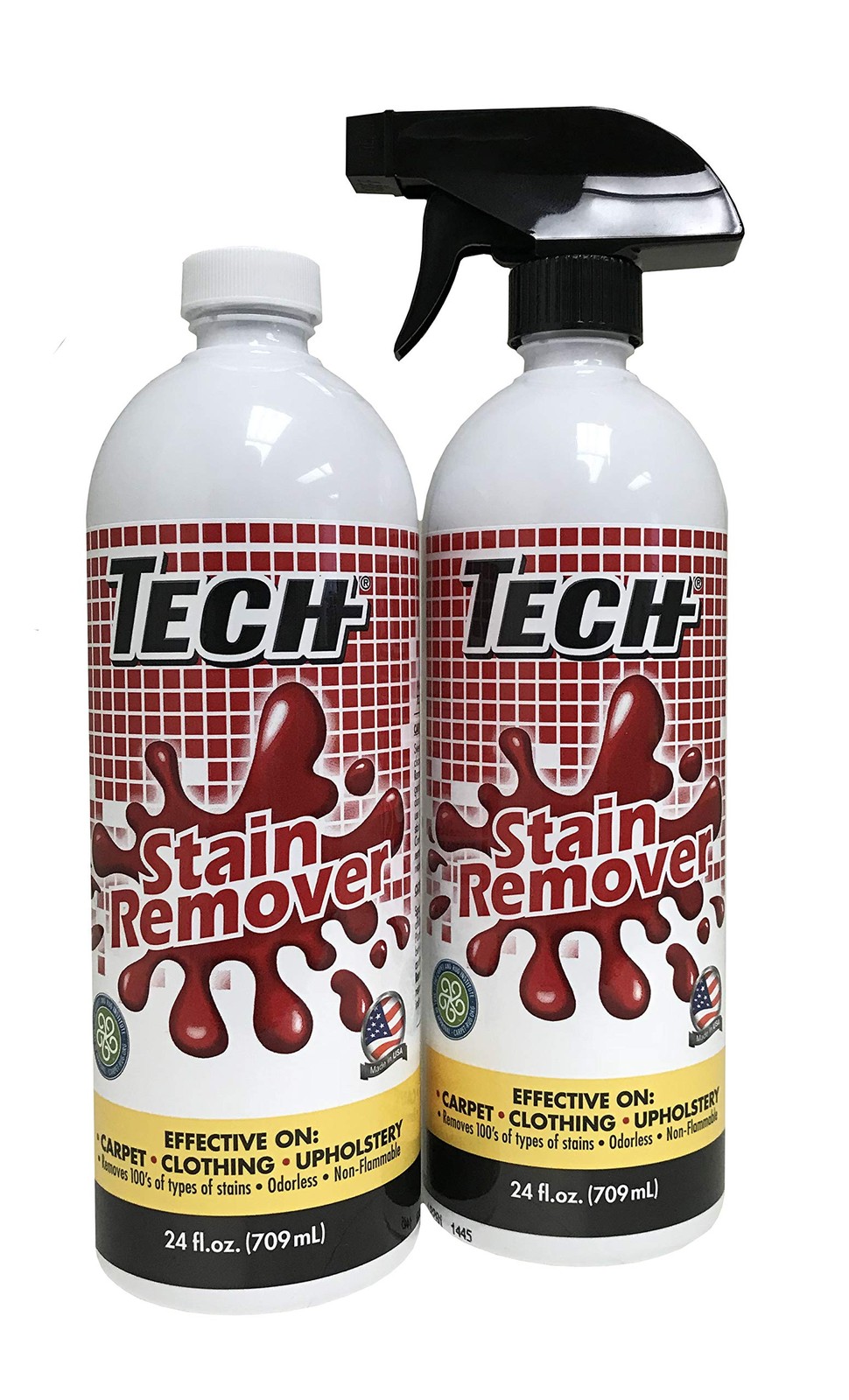 TECH Stain Remover, 24 oz Spray Bottle, 2-Pack, For Carpet, Clothes, Upholstery,