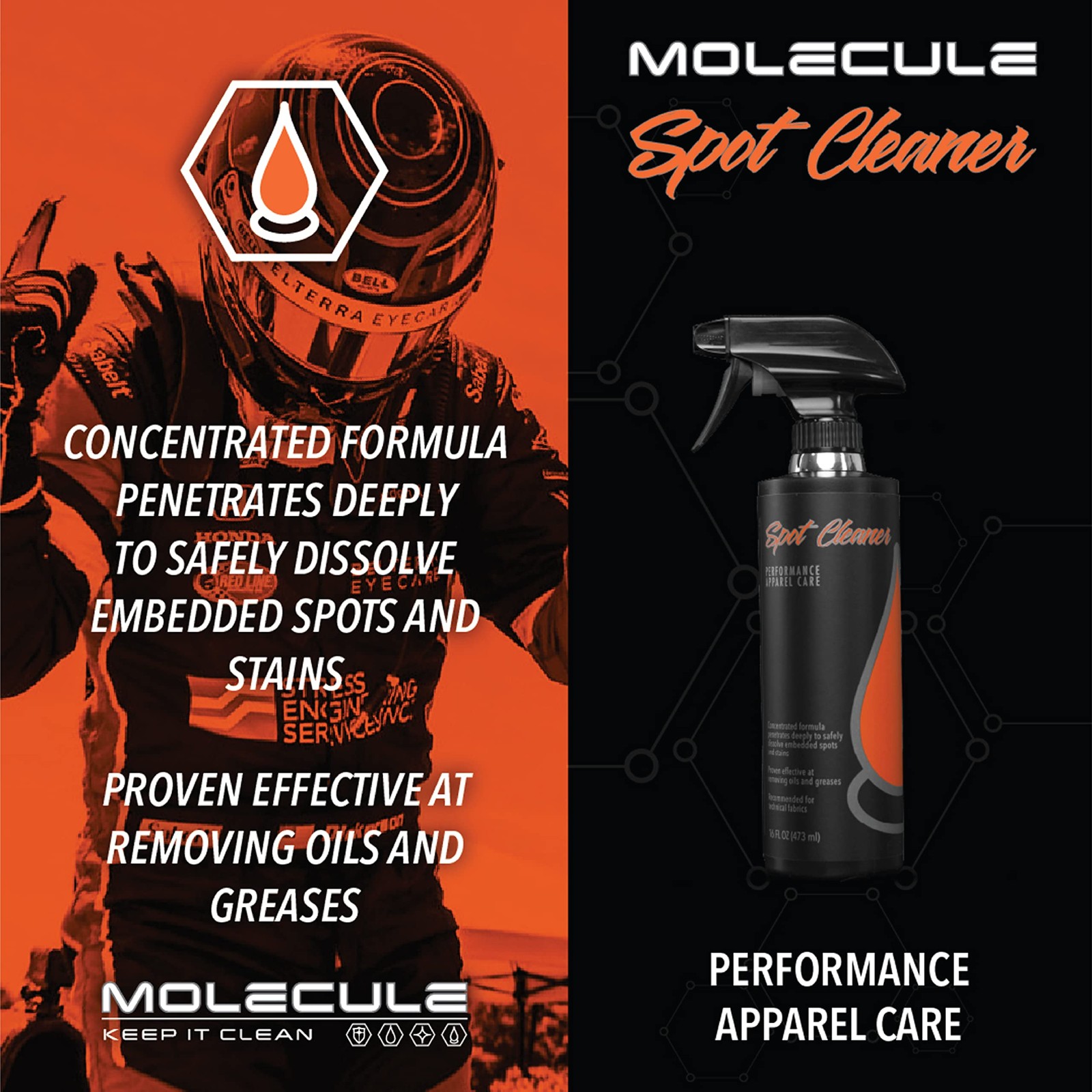 Molecule Spot Apparel Tough Spots And Stains On Racing 1 Gallon