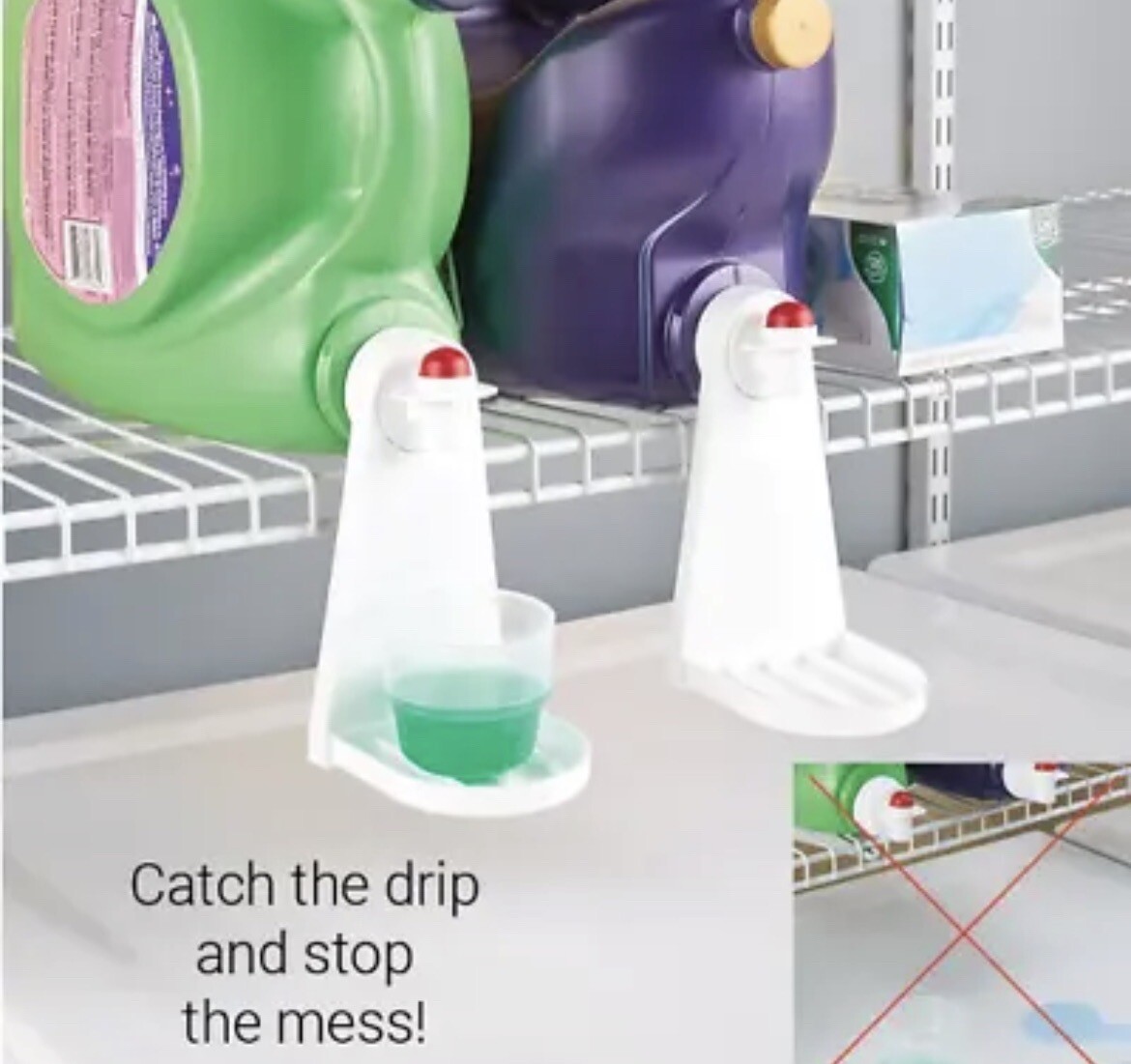 Set of 2 Laundry Room Tidy-Cups Dripless Laundry detergent Soap Cup Holder Drips