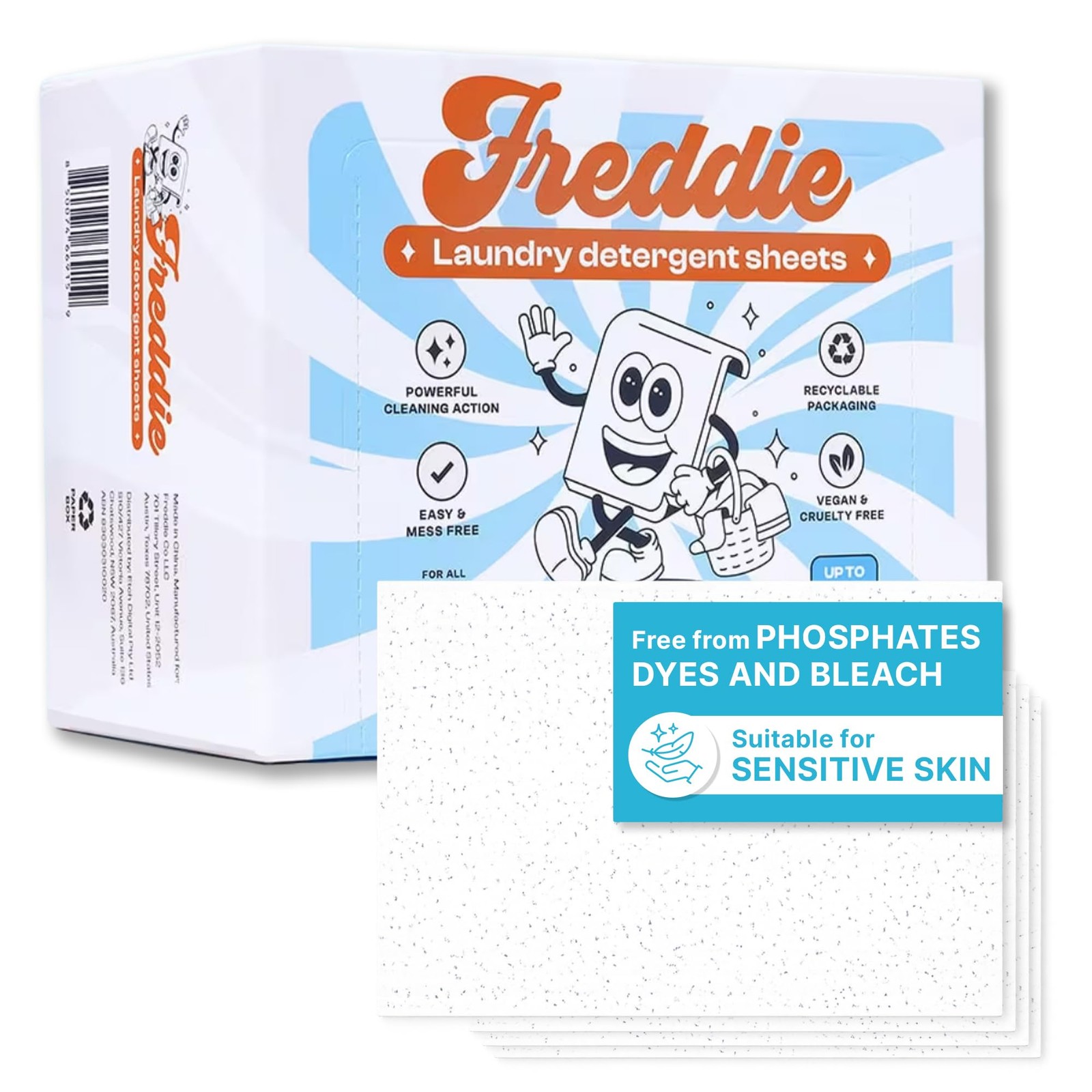 Freddie Laundry Detergent Sheets – Recyclable Packaging – No Mess Strips (Val…