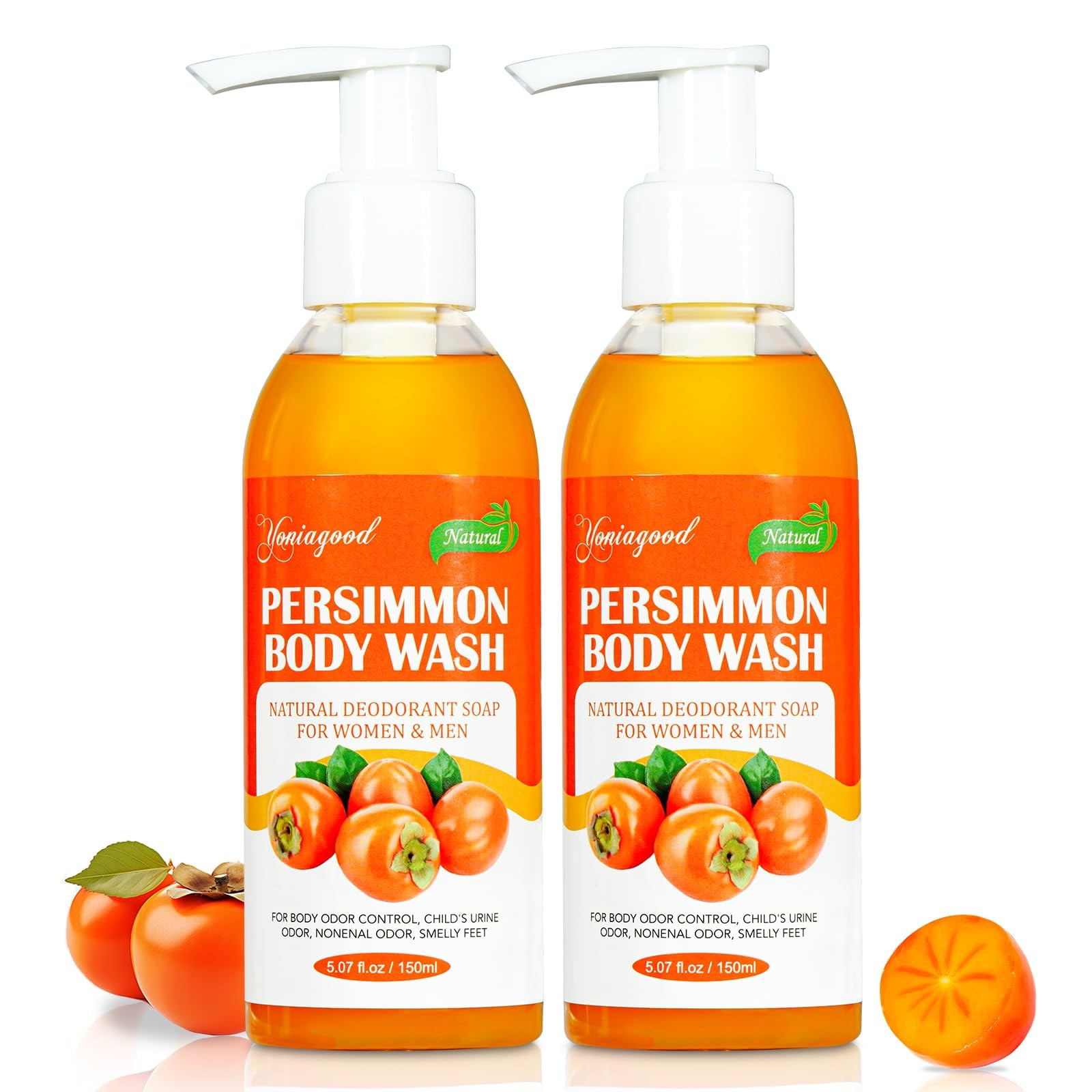 2 PCS Persimmon Body Wash for Strong Odor Control, 5.07 Fl Oz (Pack of 2)