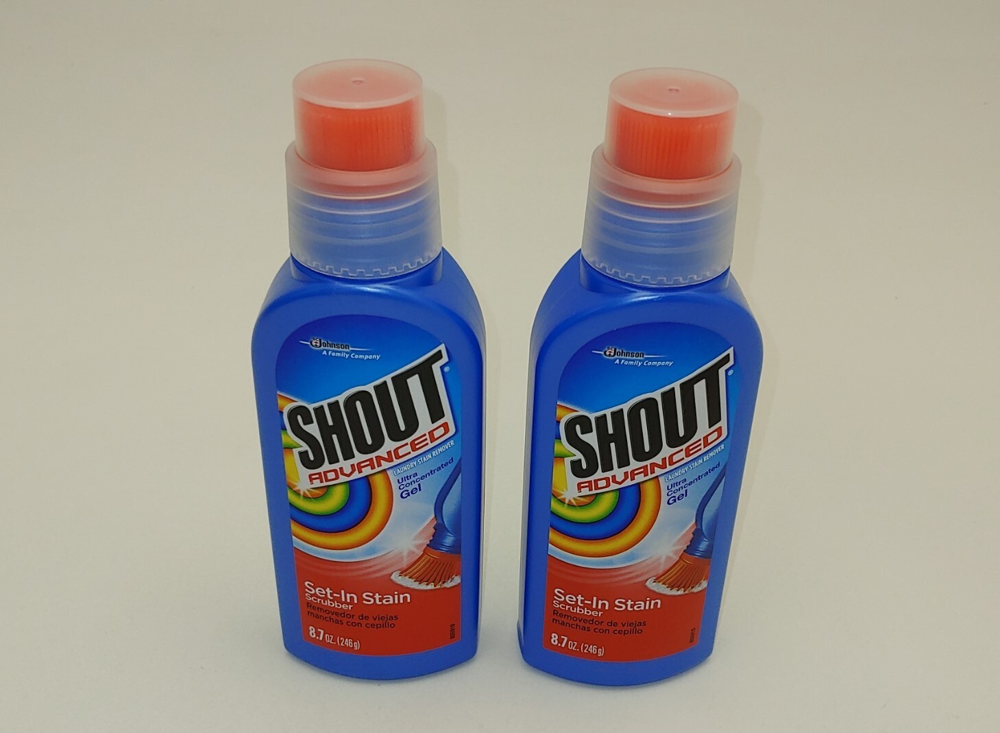 2x Shout Advanced Set-In Stain Pre-Treat Laundry Scrubber Bottles Ultra Gel Lot