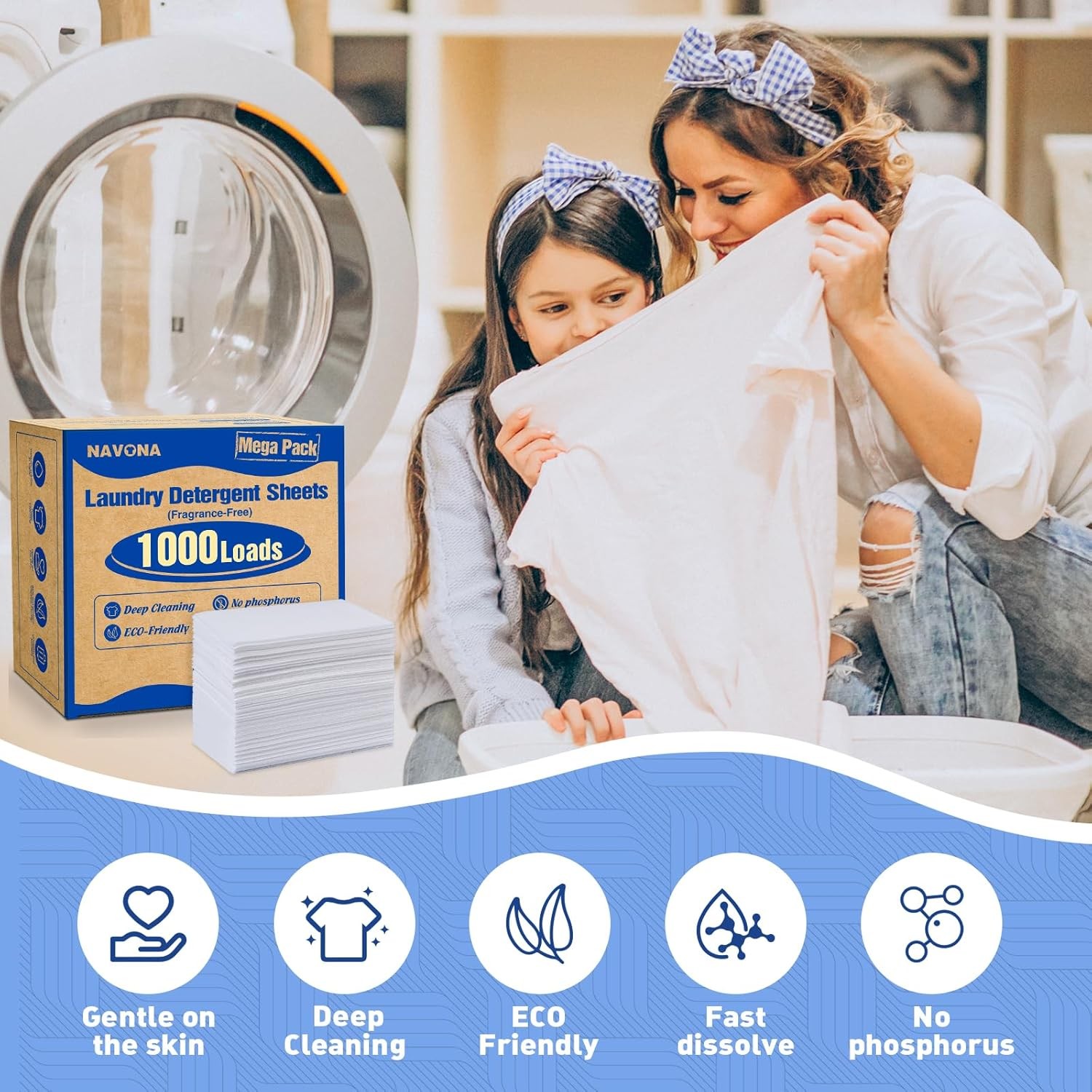 1000 Loads Mega Pack Laundry Detergent Sheets, Eco-friendly Laundry Sheets, Powe