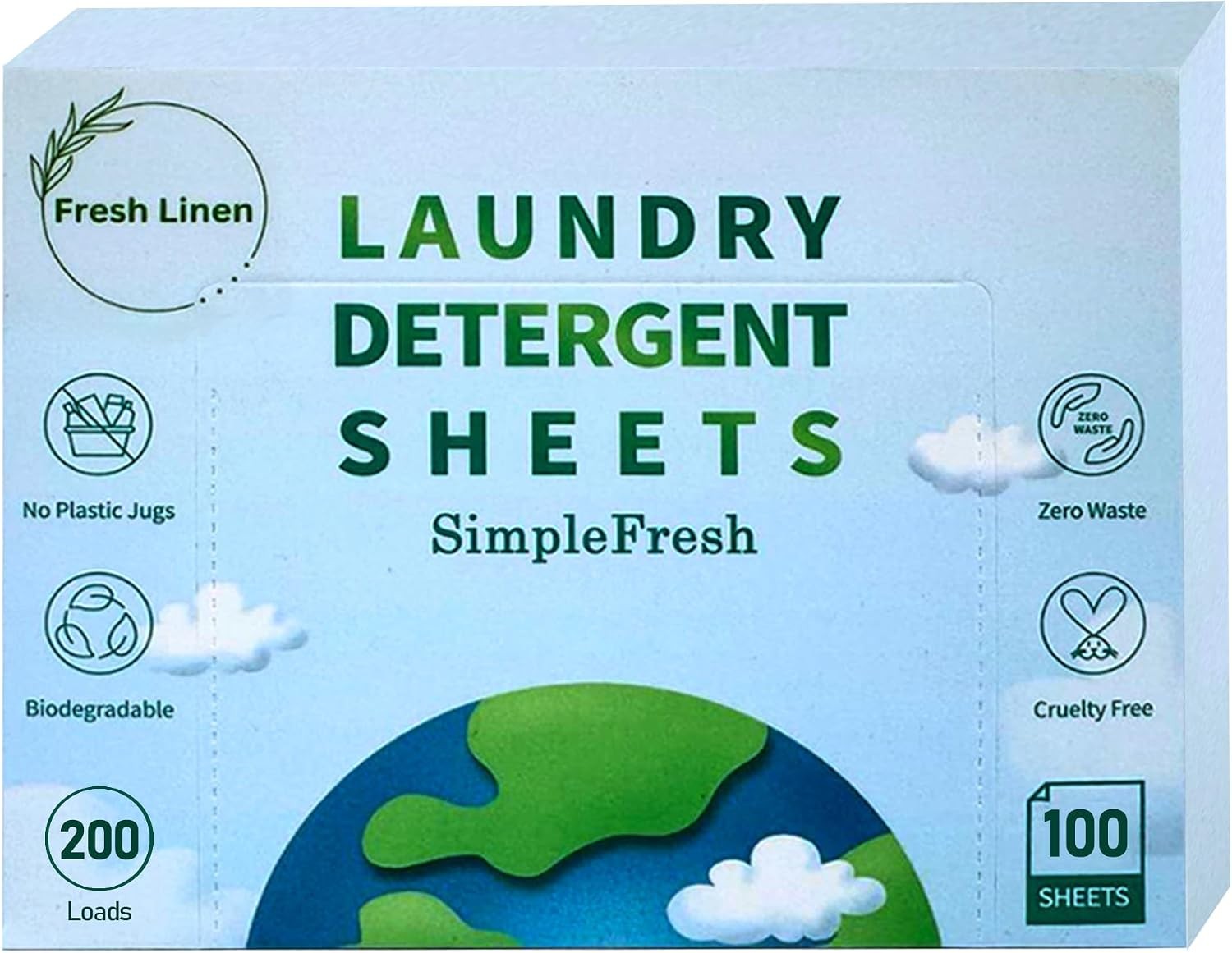 Simple Fresh Laundry sheets pack of 100, Fresh Scent – Laundry Detergent Sheets,