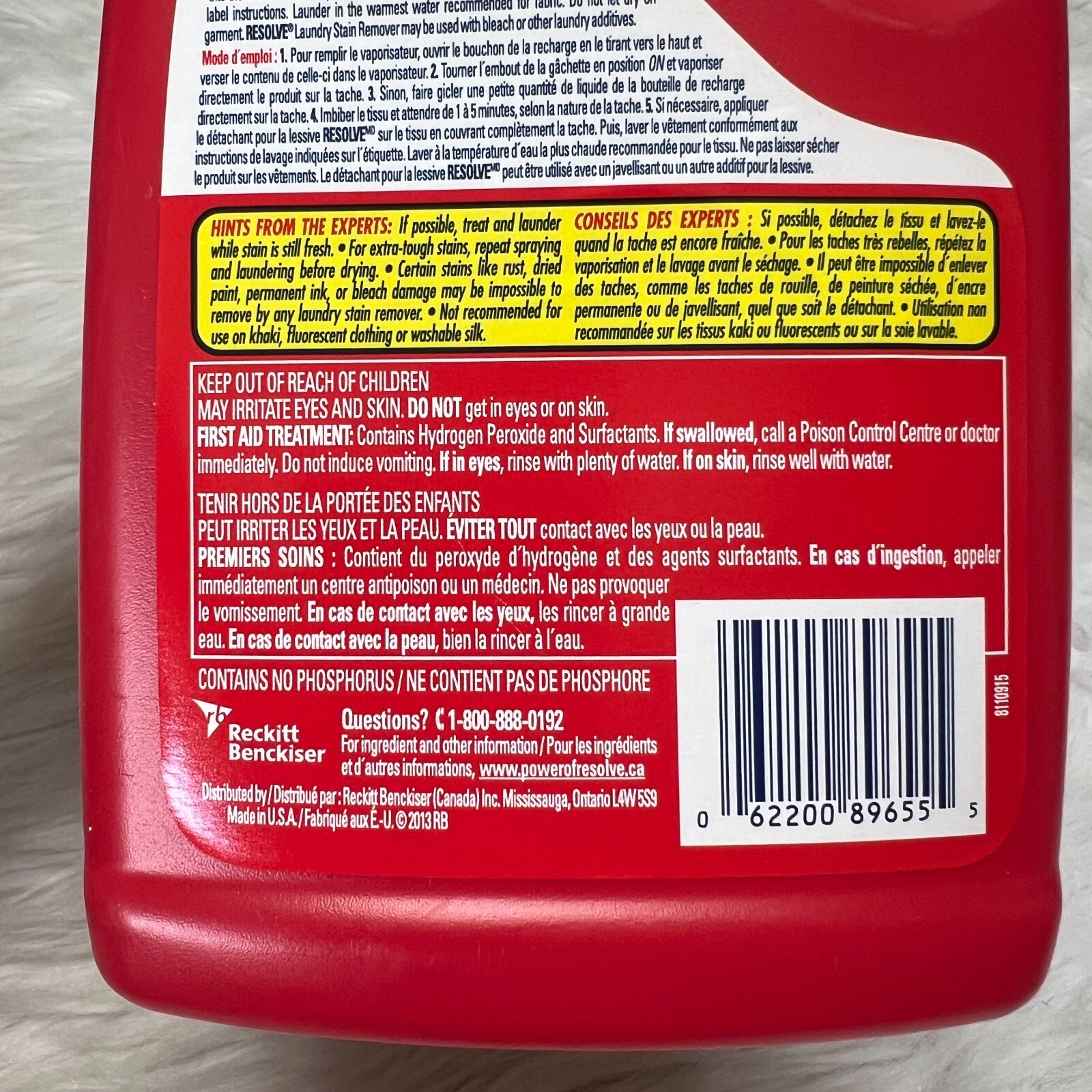 RESOLVE OXI-ACTION PRE TREAT LAUNDRY STAIN REMOVER 946ML