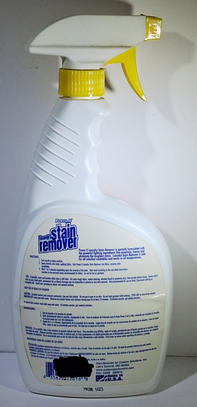 Power X Laundry Stain Remover 24 oz Discontinued Old Formula Spray Bottle