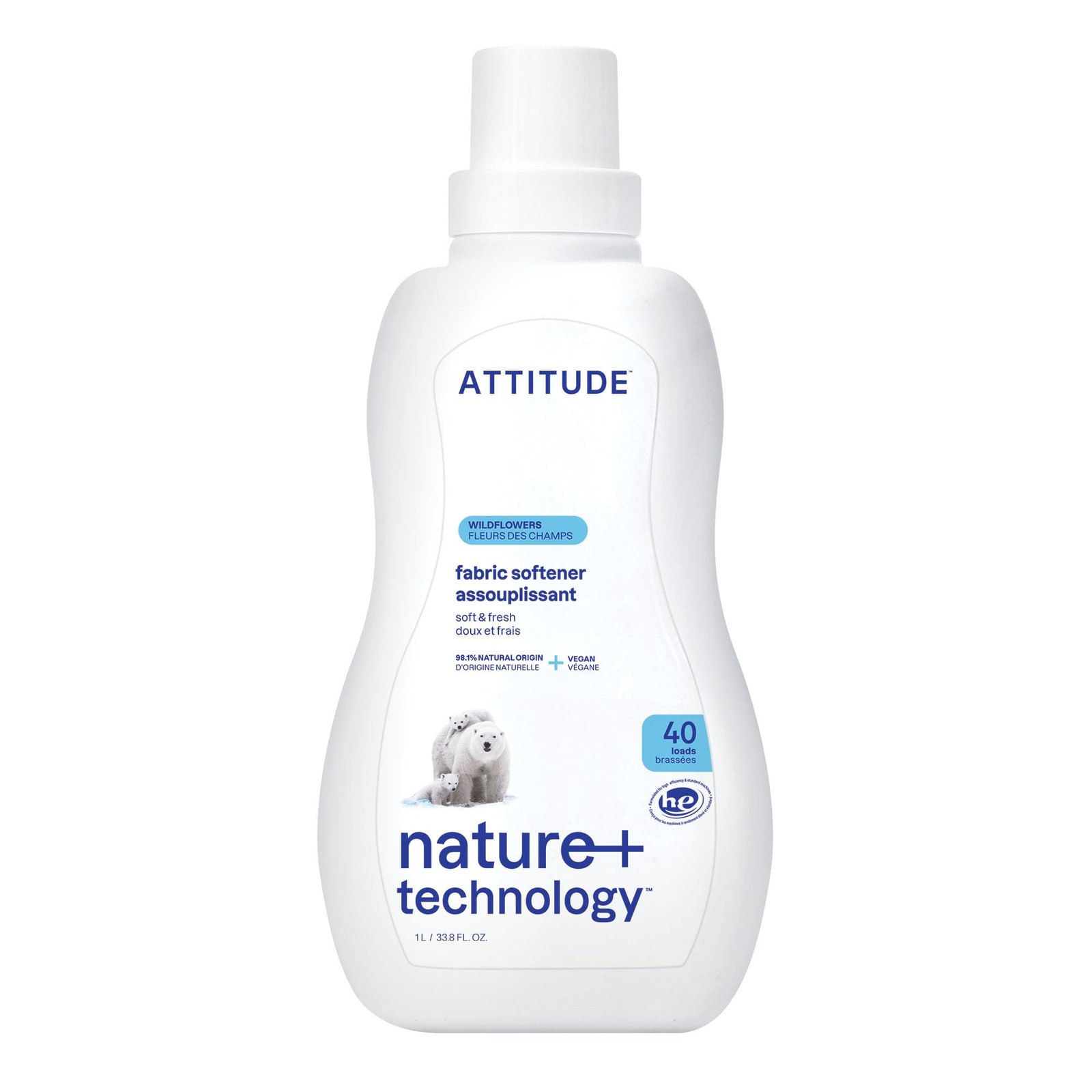 ATTITUDE Liquid Fabric Softener, Plant-Based & Vegan, 33.8 Fl Oz (Pack of 1)