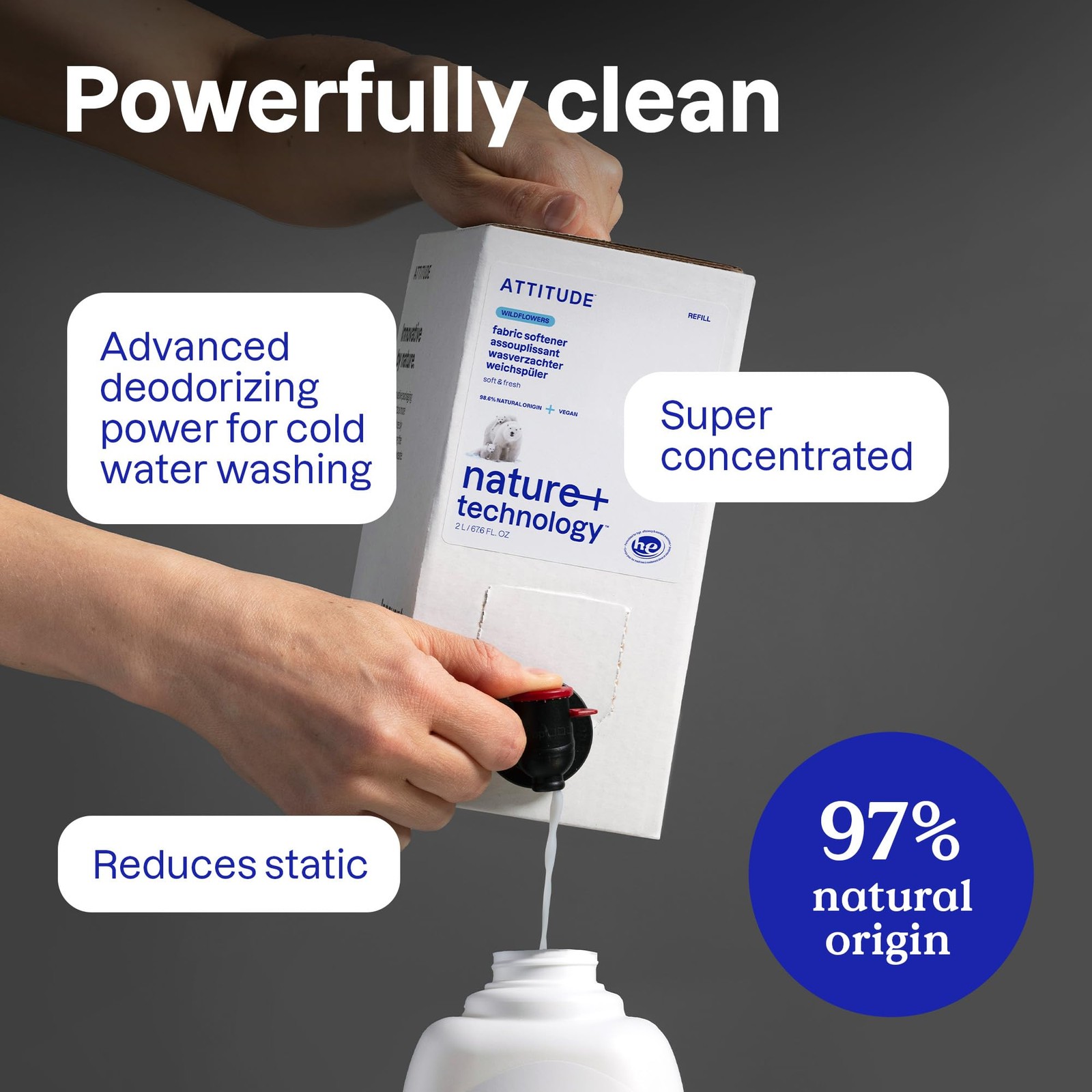 ATTITUDE Liquid Fabric Softener, Plant-Based & Vegan, 33.8 Fl Oz (Pack of 1)