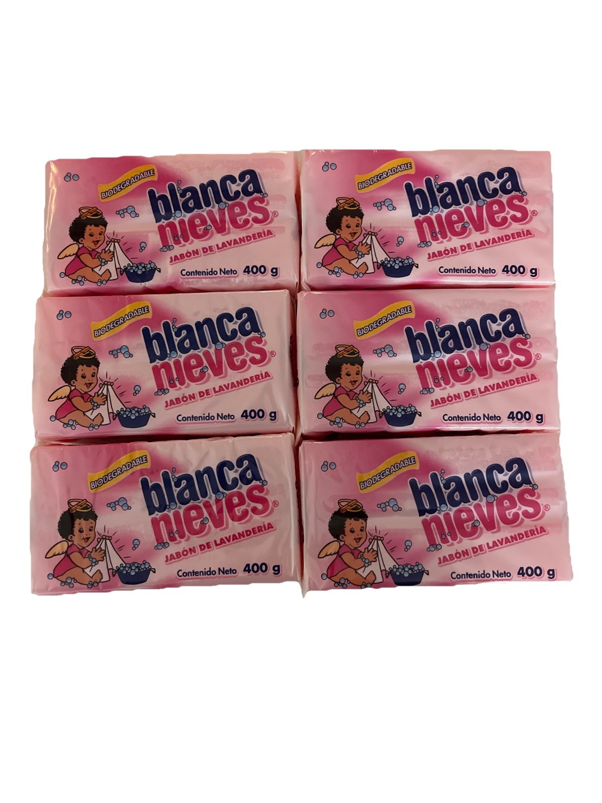 6 PACK BLANCA NIEVES JABON EN BARRA ROPA LAUNDRY BAR DETERGENTE SOAP 400g each
