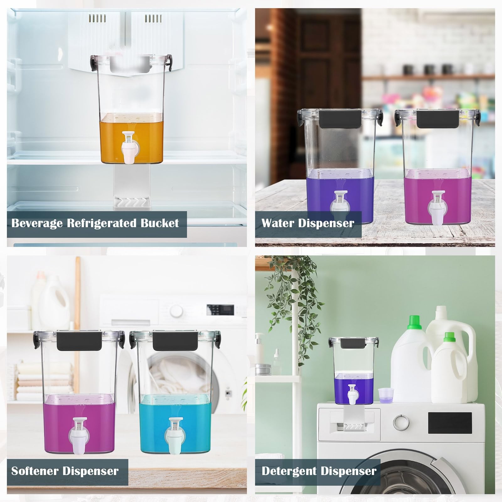 3 Set 67.6 oz Liquid Laundry Detergent Dispenser with Faucet and Cup Holder L…