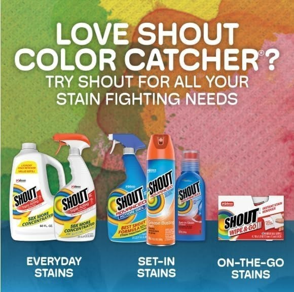 Shout Color Catcher Sheets for Laundry, Maintains Clothes Colors, 72 Count