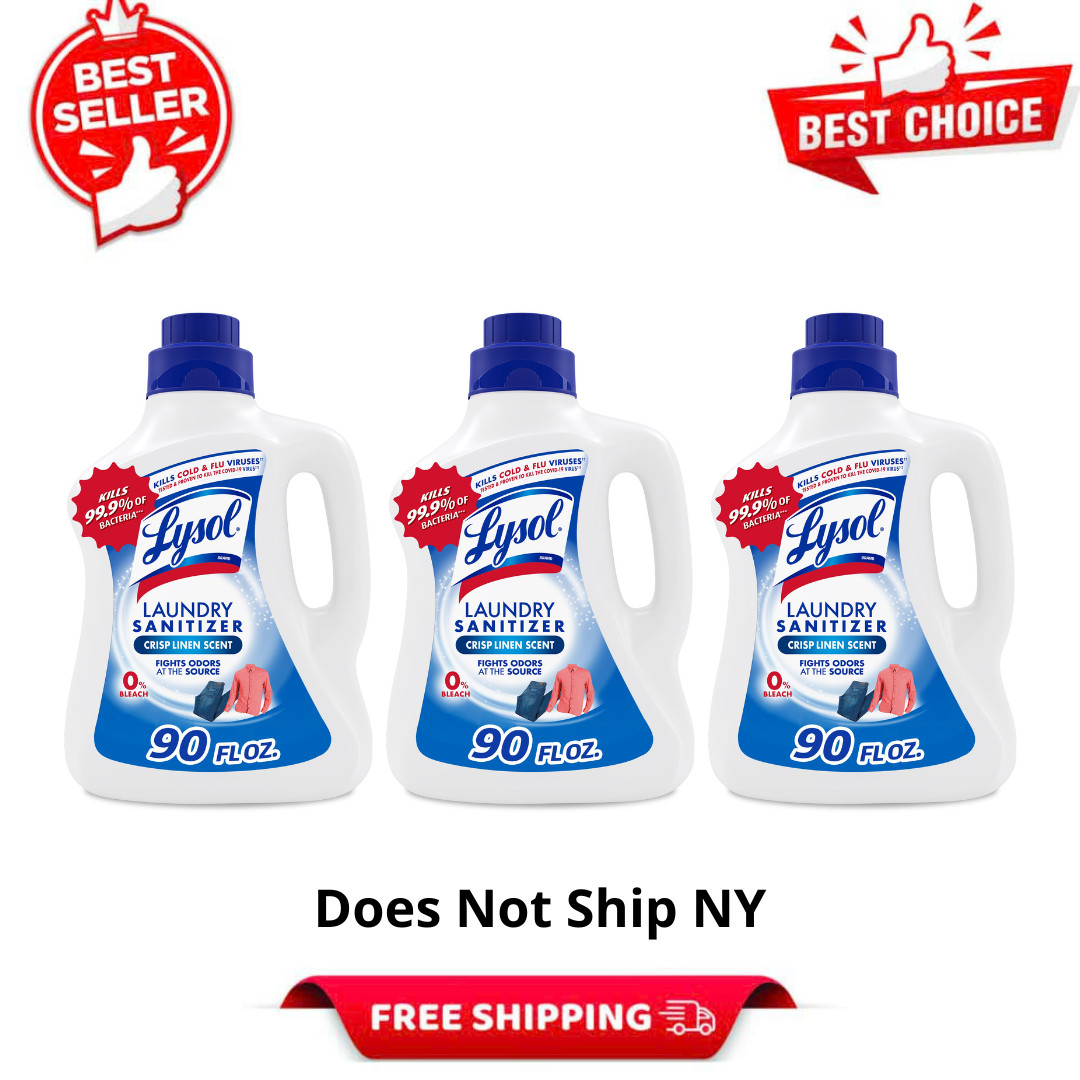 3PK Lysol Laundry Sanitizer Additive, Crisp Linen, 90 fl oz, Liquid, Bleach Free