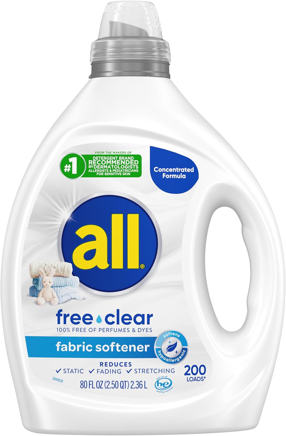 All Free Clear, Original, Liquid Fabric Softener for Sensitive Skin, Unscented a