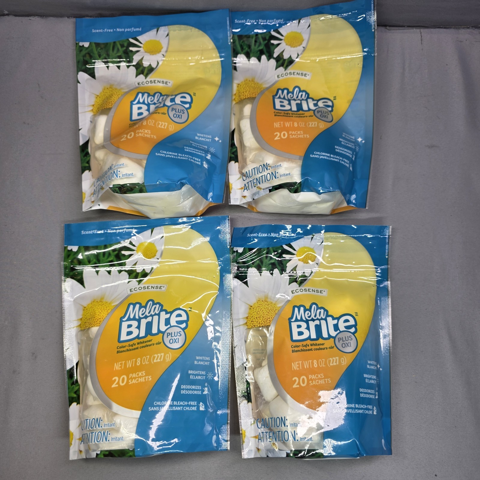 Ecosense Mela Brite Plus Oxi Color Safe Whitener Laundry Detergent 4 Packs of 20