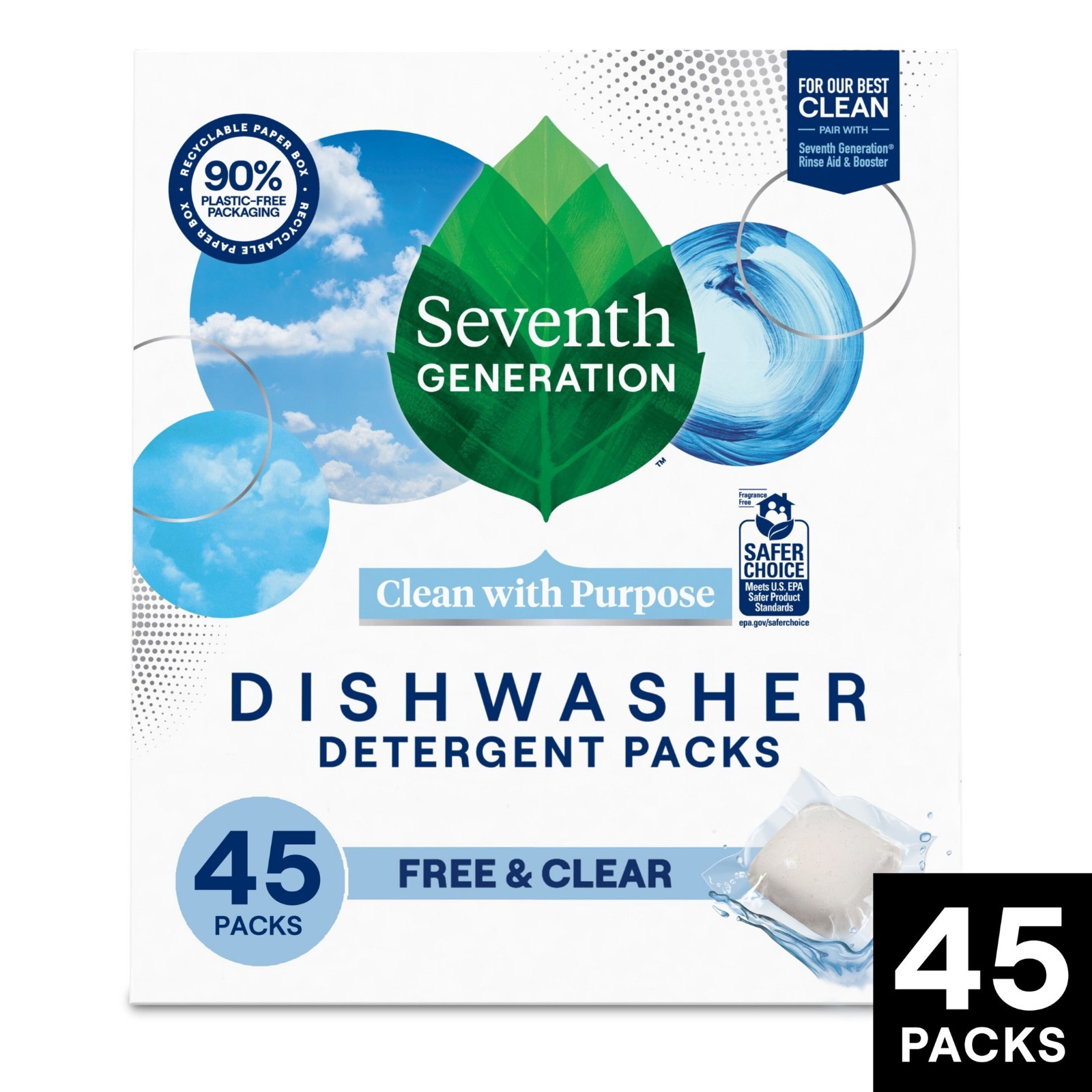 (2 pack) Seventh Generation Dishwasher Detergent Packs for sparkling dishes Fre