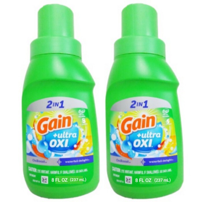 🆕️ GAIN (2-PACK) 8 Oz Bottles 2-IN-1 ●WATERFALL DELIGHT● +OxiBoost Detergent🫧.
