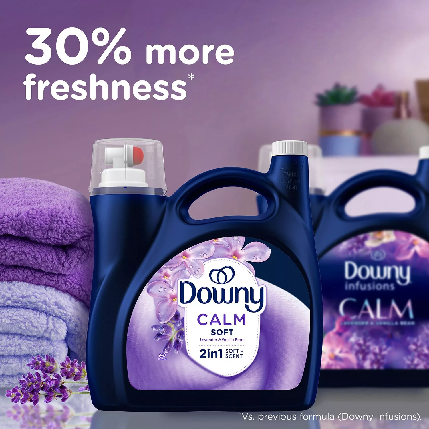 Downy Ultra Soft + Calm Fabric Softener, Lavender & Vanilla Bean, 111 fl oz