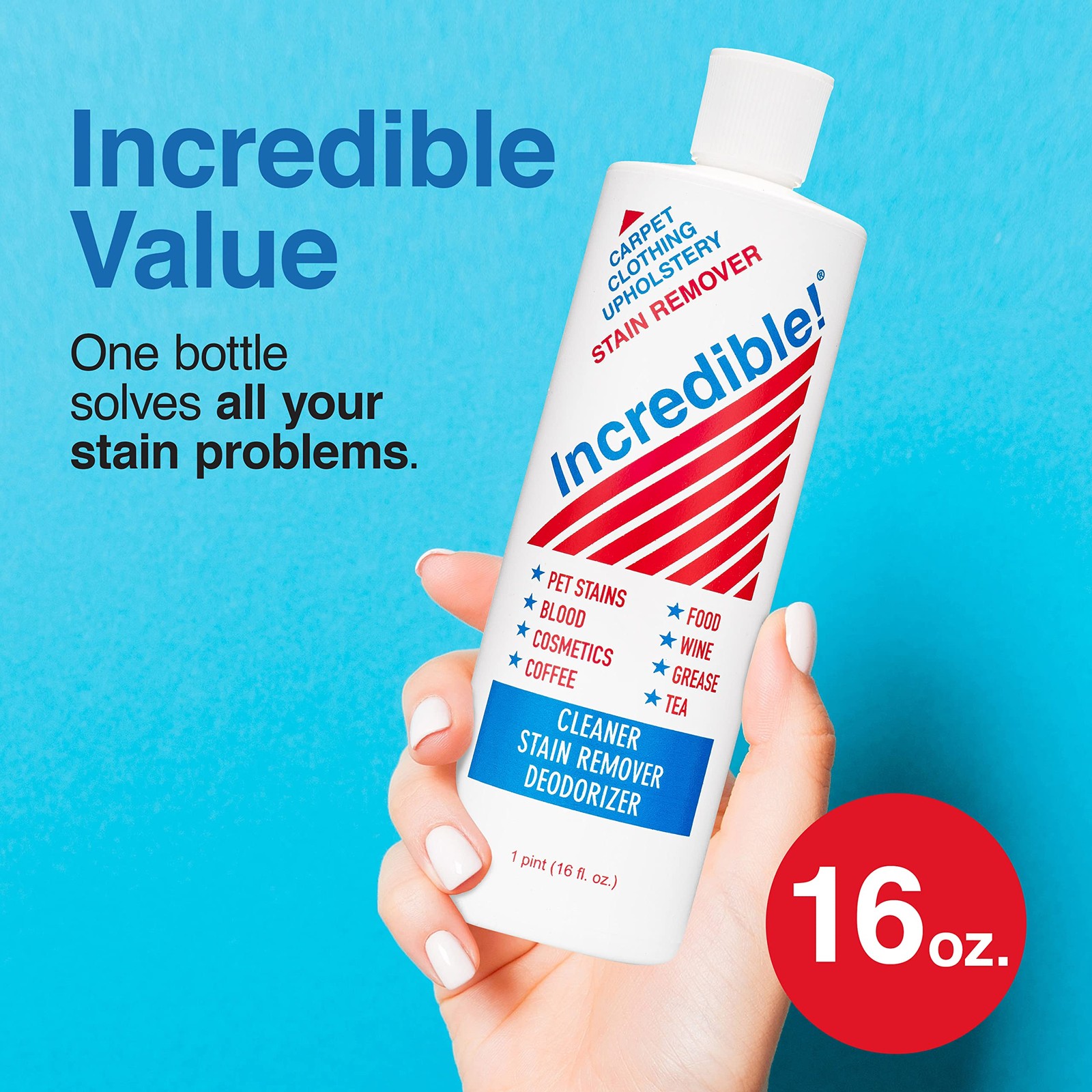 INCREDIBLE! Stain Remover – Commercial Pack Quantity, 16 Fl Oz (Pack of 6)
