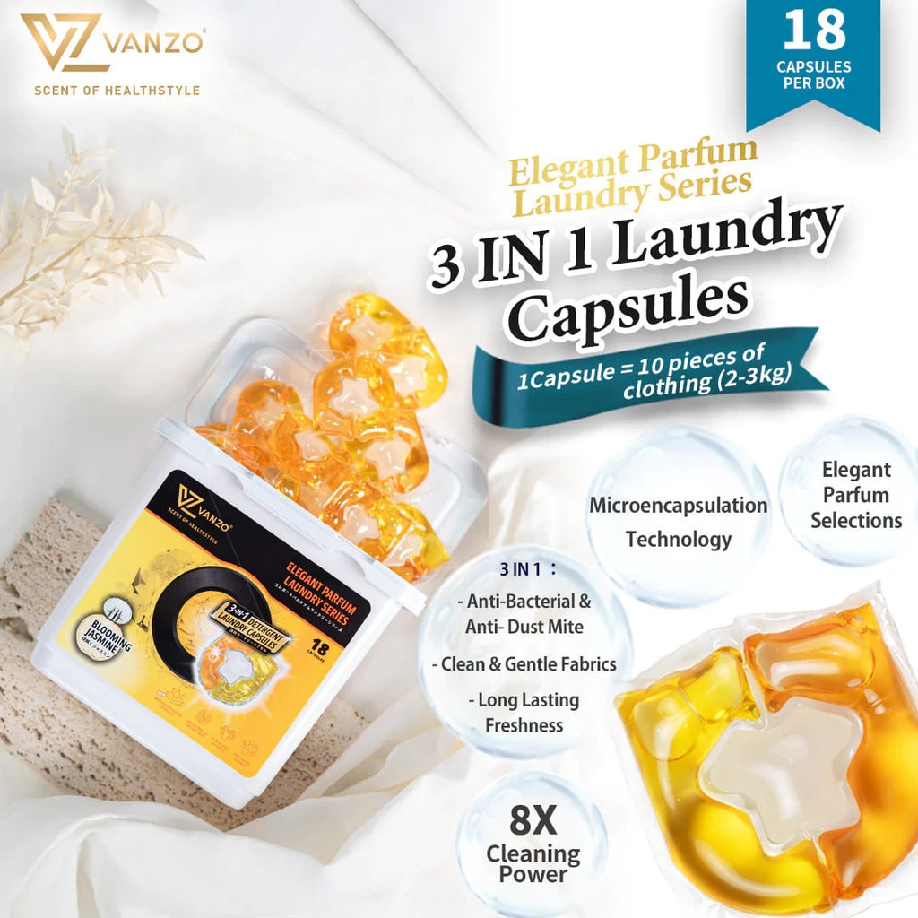 VANZO 3 In 1 Elegant Parfum Laundry Capsules Assorted Scent [PREMIUM]