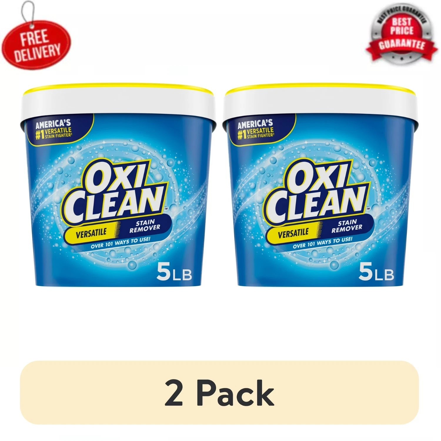 (2 Pack) OxiClean Versatile Stain Remover 5 lb Powder Laundry & Home Cleaner,