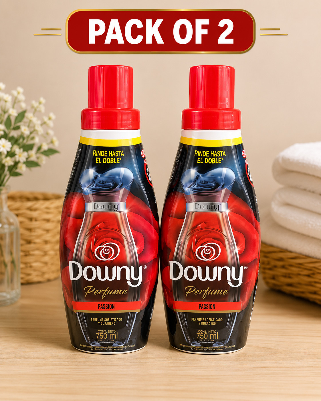 Downy Perfume Passion Fabric Softener – Pack of 2 (750ml Each)
