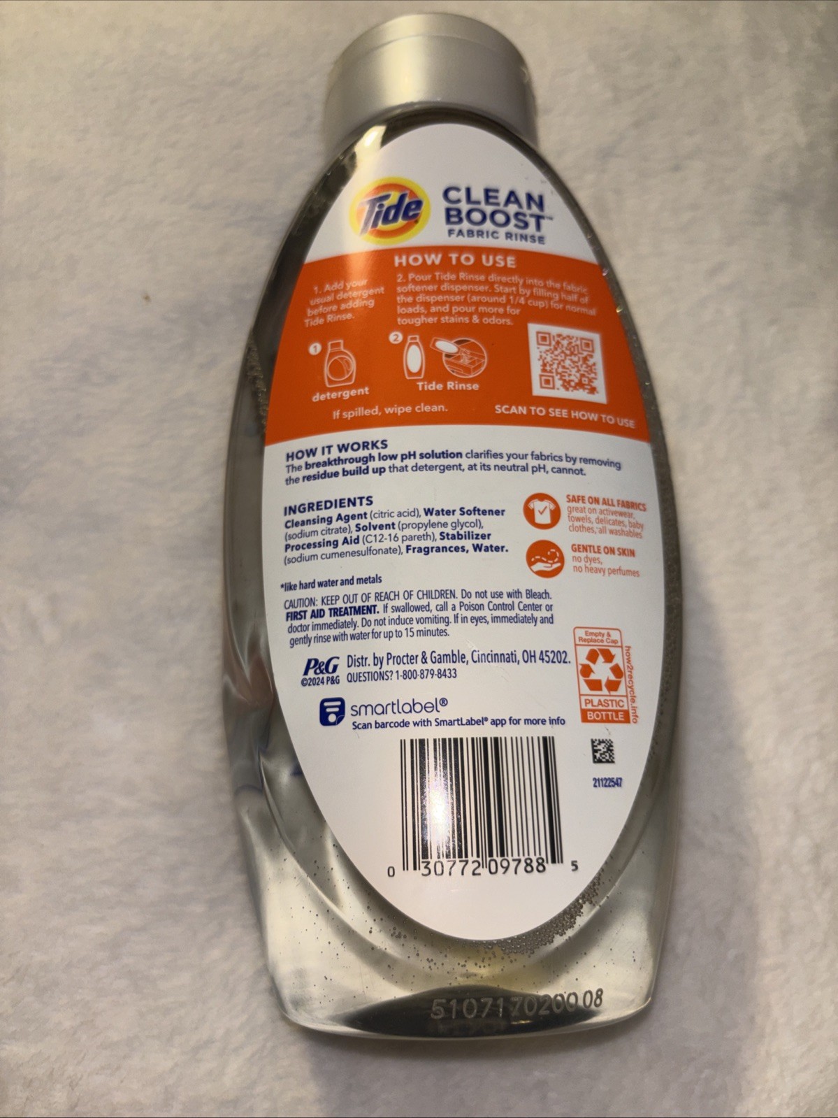 Tide Clean Boost Fabric Rinse 3x Odor Power Original Cleans Deep 25.5oz