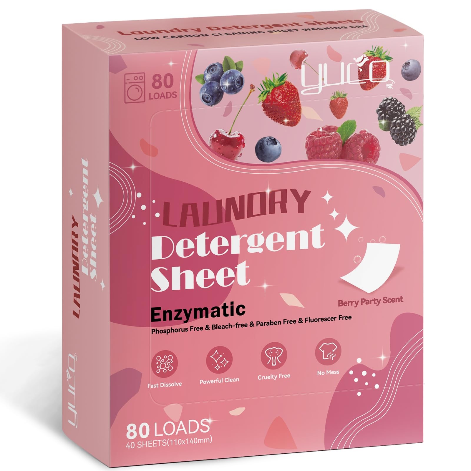 Laundry Detergent Sheets Berry Scent 80 Loads Eco Laundry Soap Washer Sheet, …