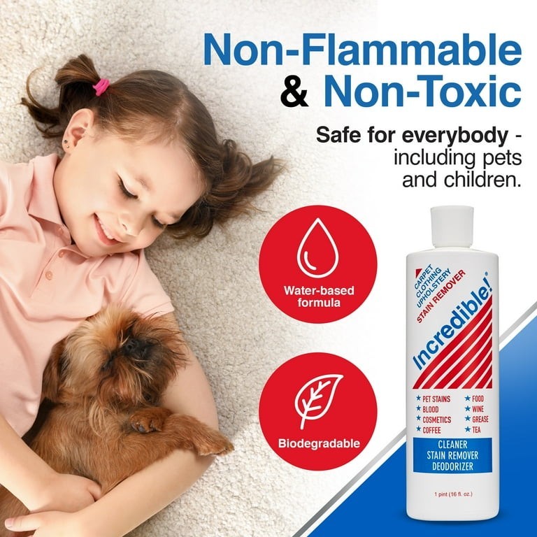 NEW INCREDIBLE Stain Remover 16 Fl Oz Carpet Clothing Upholstery Cleaner 1 Pint