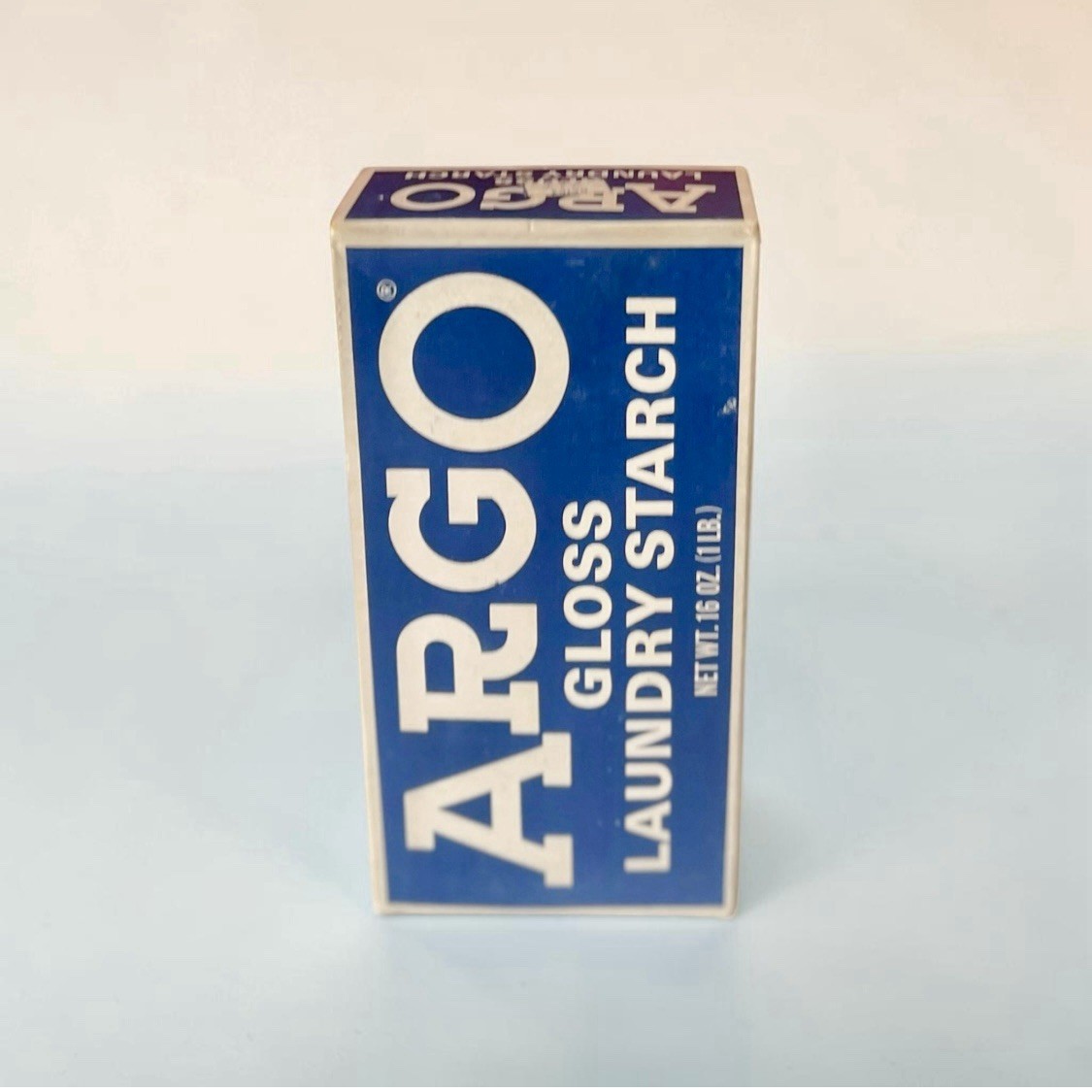 Vintage ARGO Gloss Laundry Starch 16 oz Box Blue NOS Sealed Prop Rare