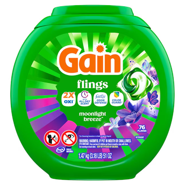 Gain Flings Moonlight Breeze HE Laundry Detergent 76 Loads 76 -Pack