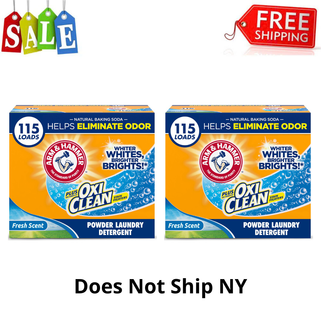 2PK Arm & Hammer Plus OxiClean Powder Laundry Detergent, Fresh Scent, 115 Loads