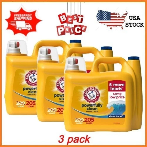 3 pack ARM & HAMMER Laundry Detergent Liquid, Clean Burst, 5 Extra Loads, 205 fl