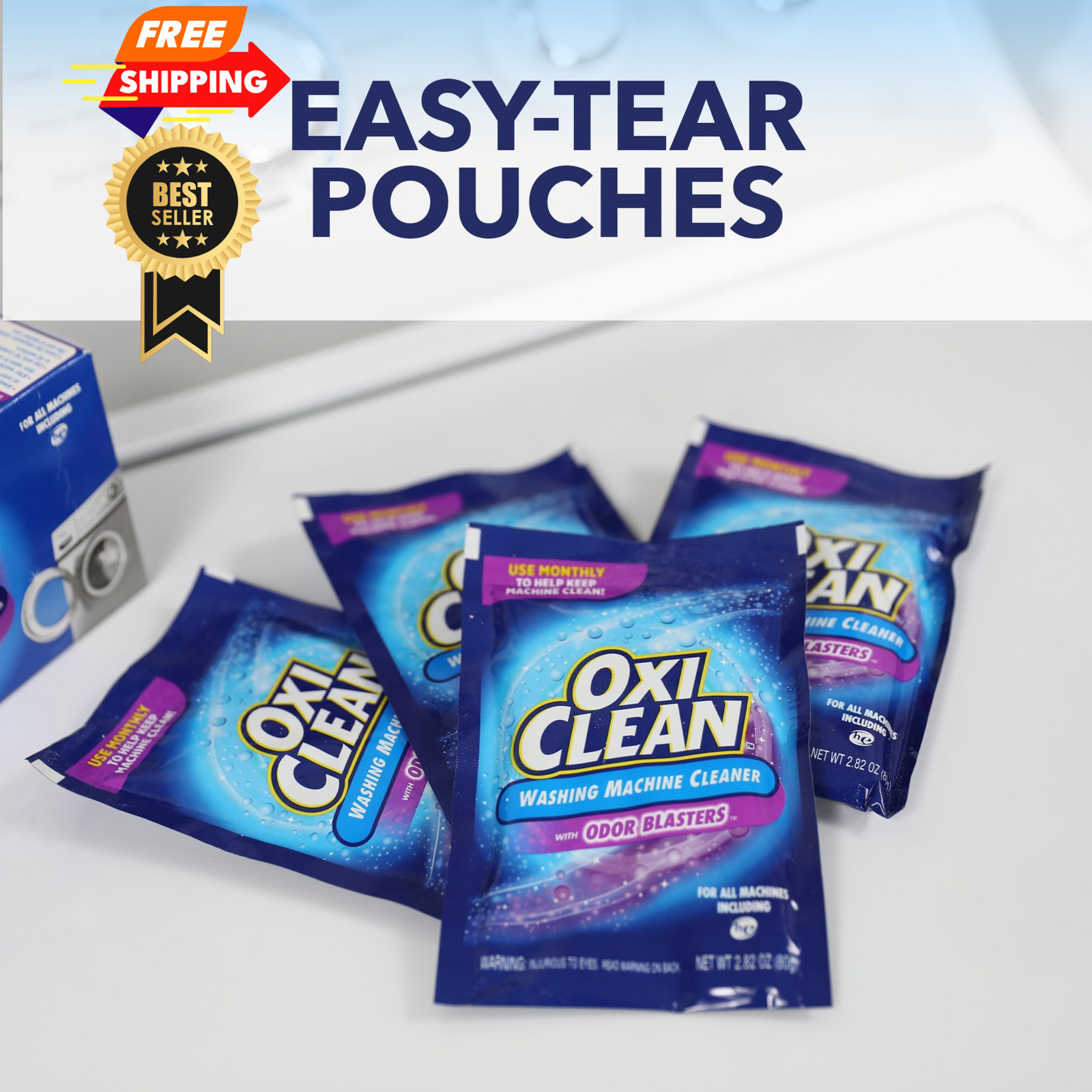 OxiClean Washing Machine Cleaner with Odor Blasters, 4 4 count (Pack of 1)