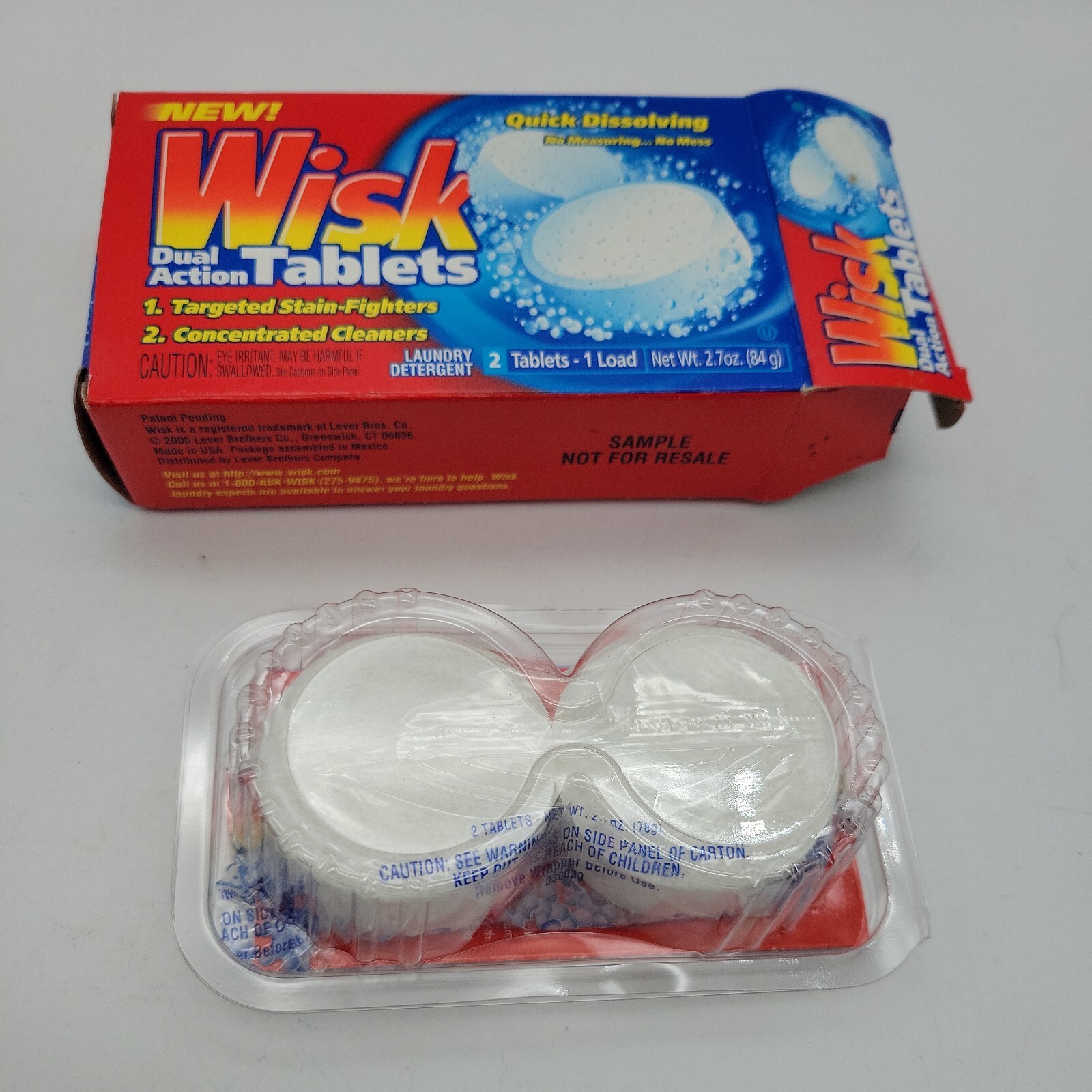 Wisk Dual Action Tablets Set of 2 Travel Detergent Sealed New Discontinued NOS