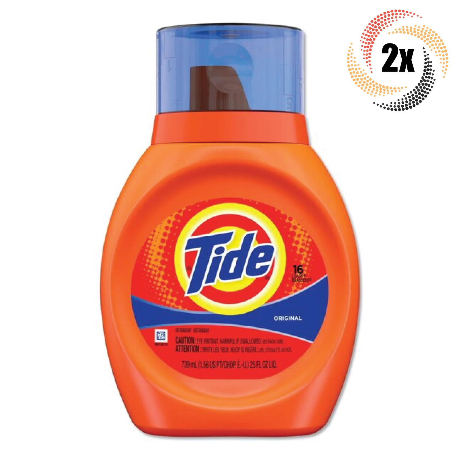 2x Bottles Tide Original Liquid Laundry Detergent | 25oz | 16 Loads Per Bottle
