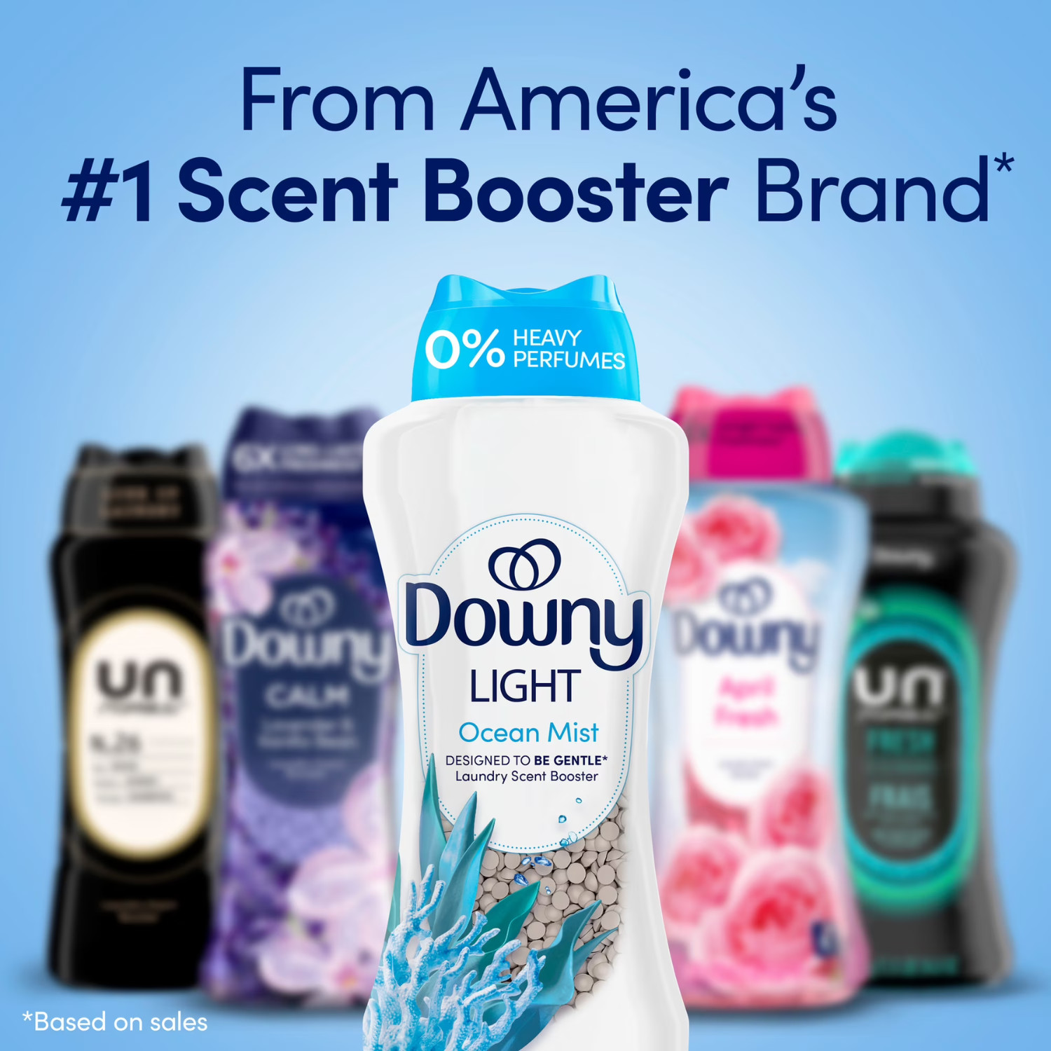 Downy Light In Wash Scent Booster Beads Ocean Mist 24 oz, 2 PACK