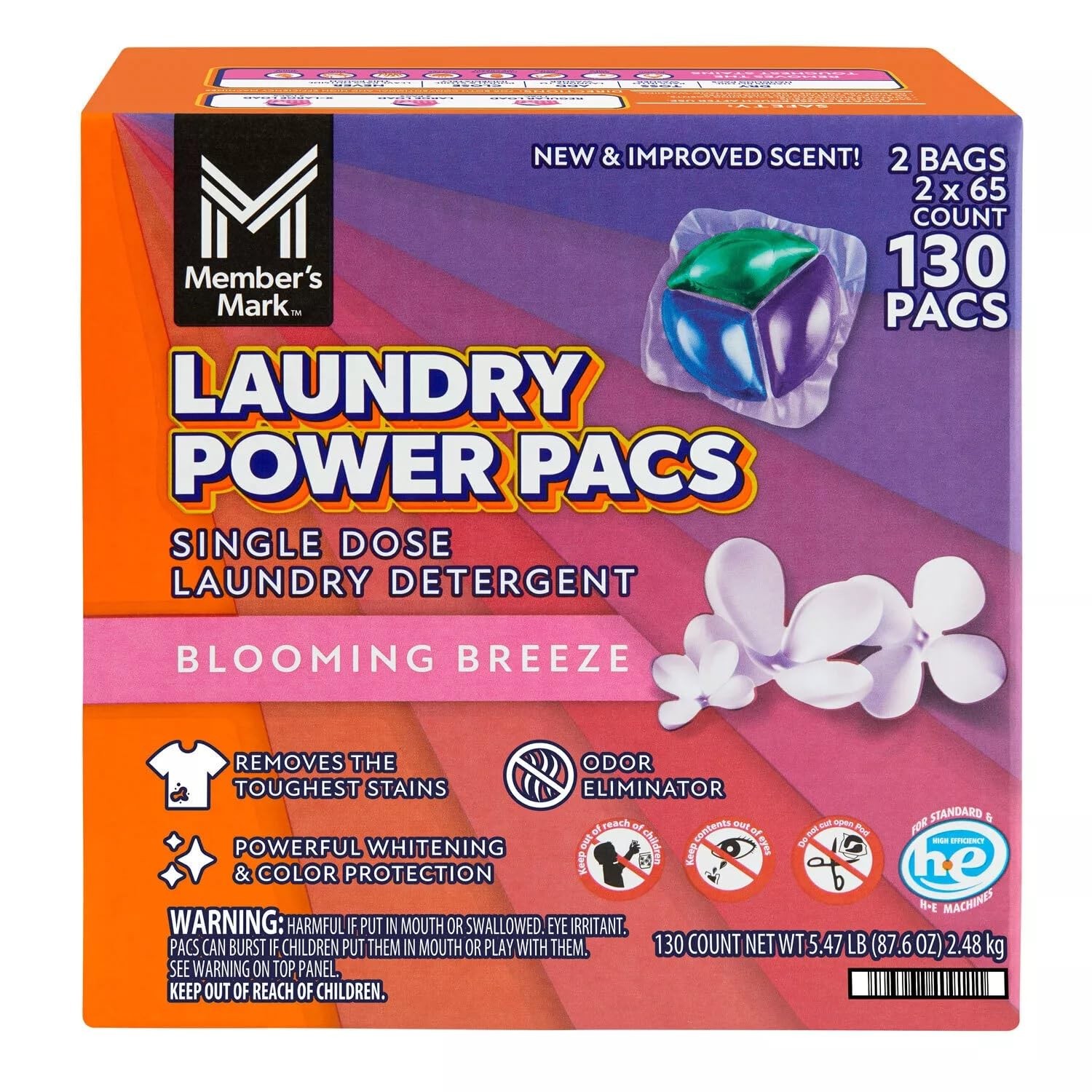 Member’s Mark Laundry Detergent Power Pacs, Blooming Breeze, 130 Count