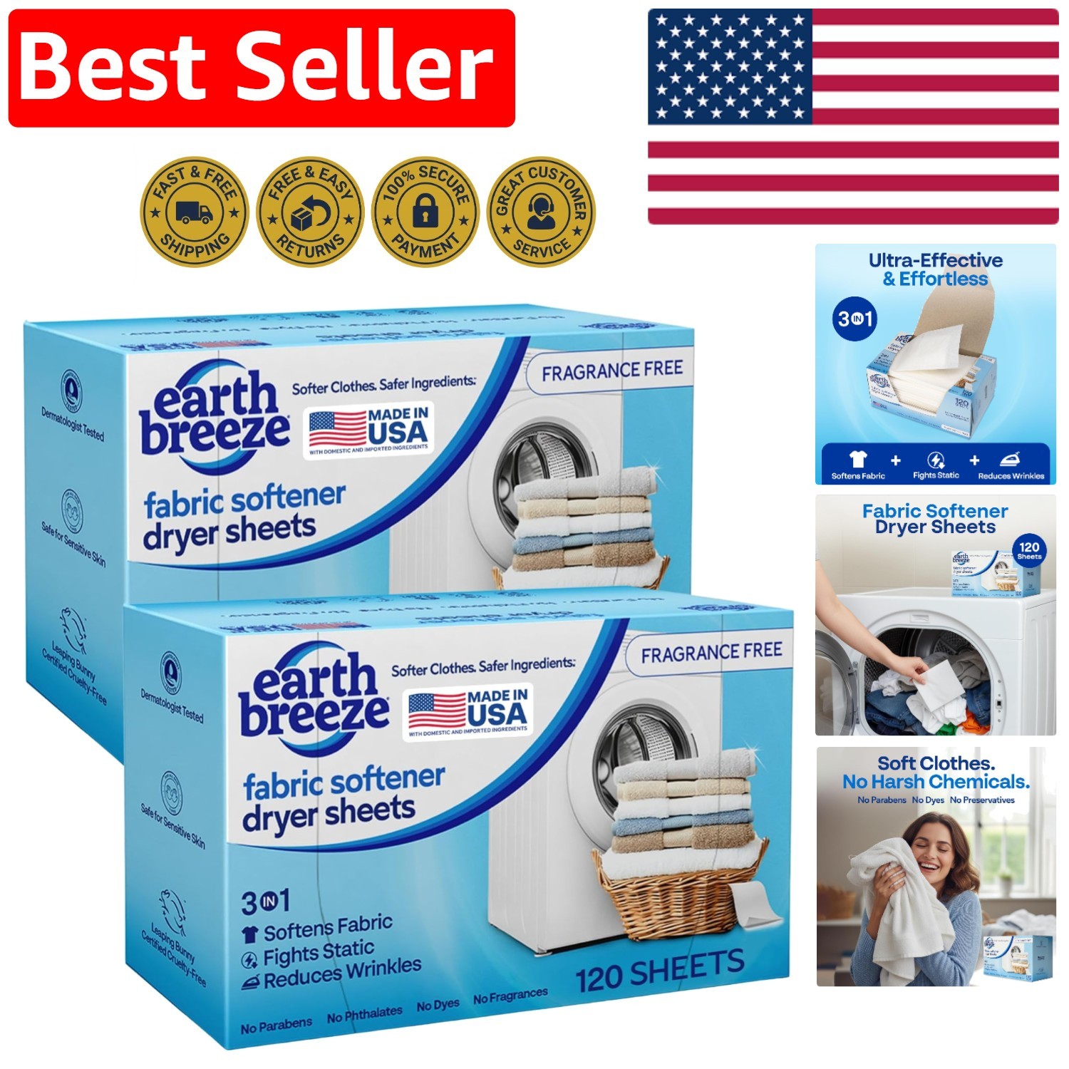 Luxurious Fragrance-Free Dryer Sheets – Wrinkle & Static Reducer for All Fabrics