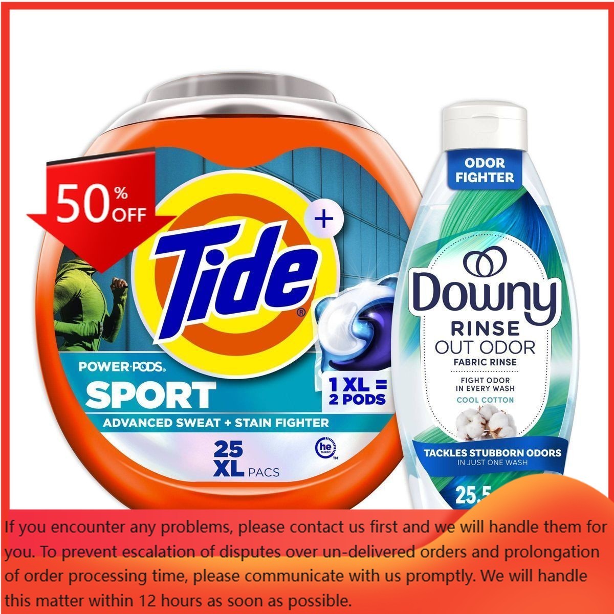 Tide Sport Power Laundry Detergents 25 Pacs/37oz + 25.5 fl oz Downy Fabric