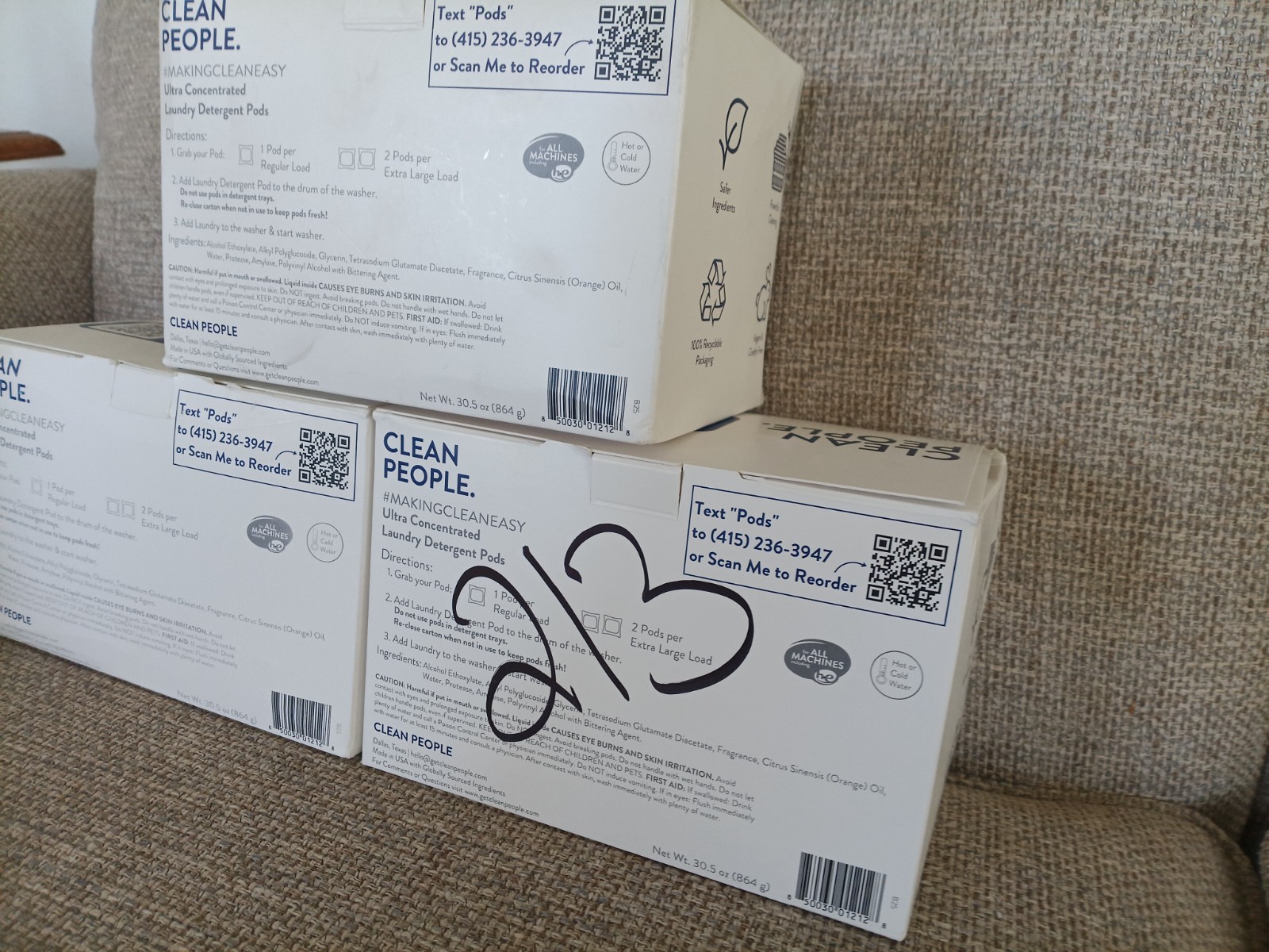 3 X The Clean People Laundry Det. Pods – 96 Loads – Fresh & Clean (Damaged Boxes