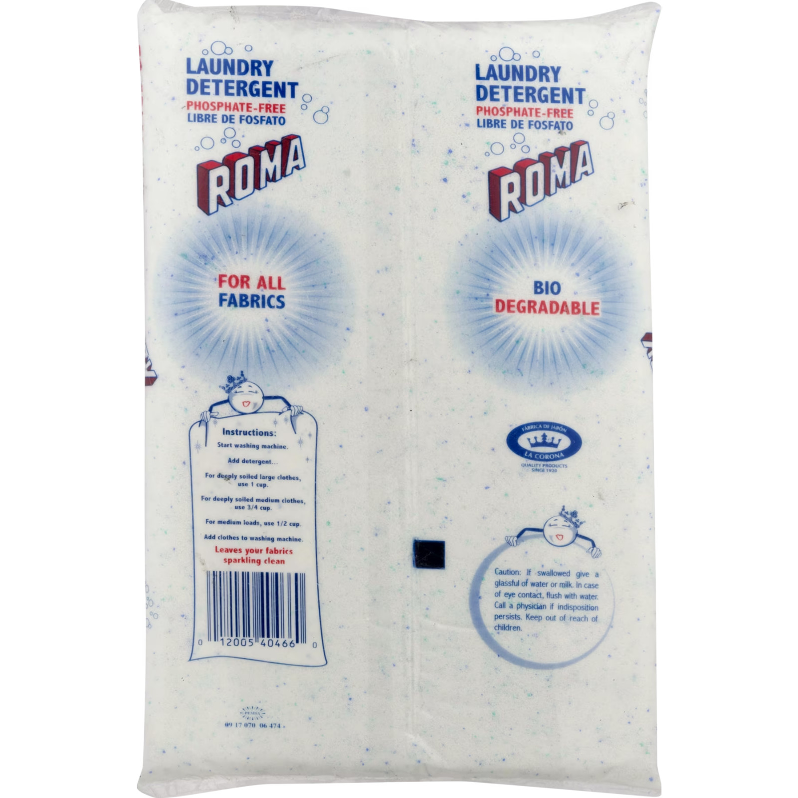 Roma Heavy Duty Laundry Detergent Powder 17.63 oz Biodegradable Fast Dissolving