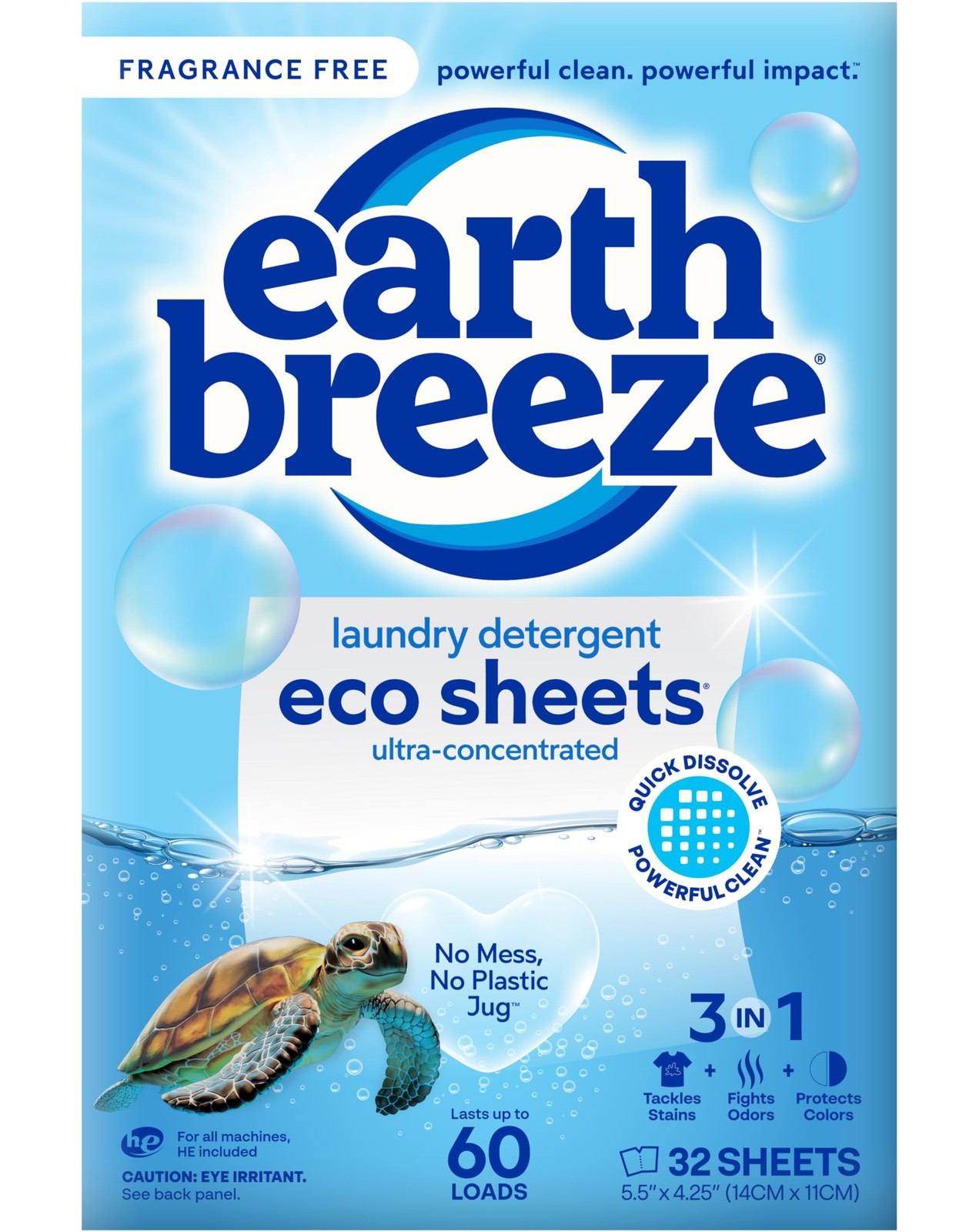 Earth Breeze Laundry Detergent Sheets Fragrance-Free – 60 Loads Eco Liquidles…