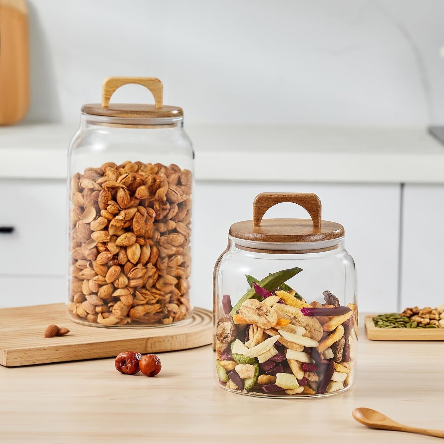 Glass Jars for Laundry Room Organization, Half-Gallon Laundry Pods Container,…