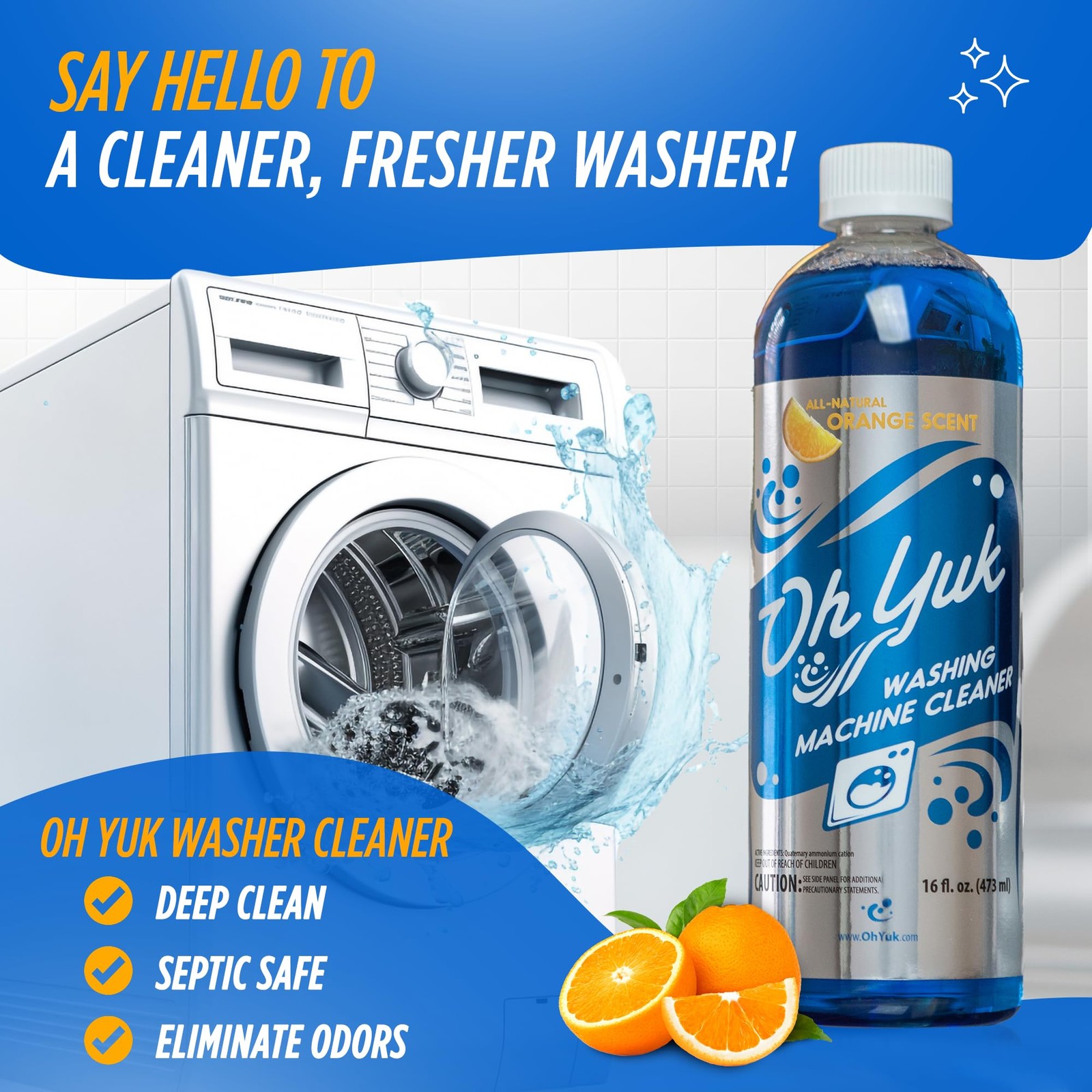 Oh Yuk Washing Machine Cleaner For All Washers 16 Fl Oz (Pack of 1), 34colors