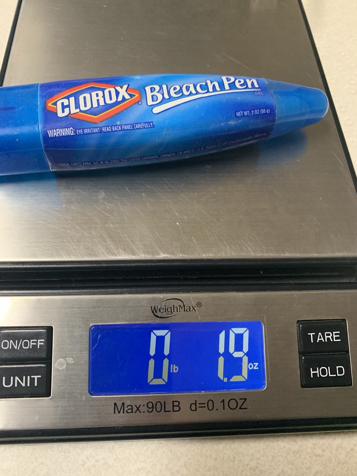 Clorox Bleach Pen 2oz/56g Weighs 1.9 Oz
