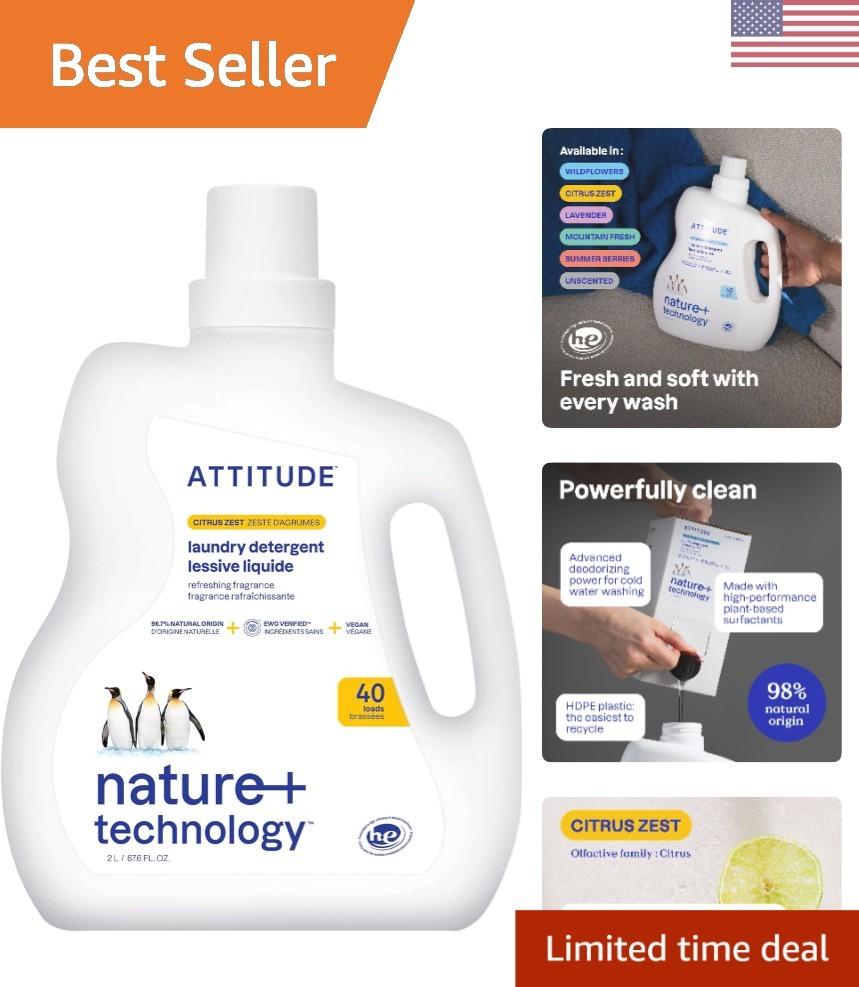 Plant-Based Liquid Laundry Soap, EWG Verified & – 67.6 Fl Oz for 40 Loads