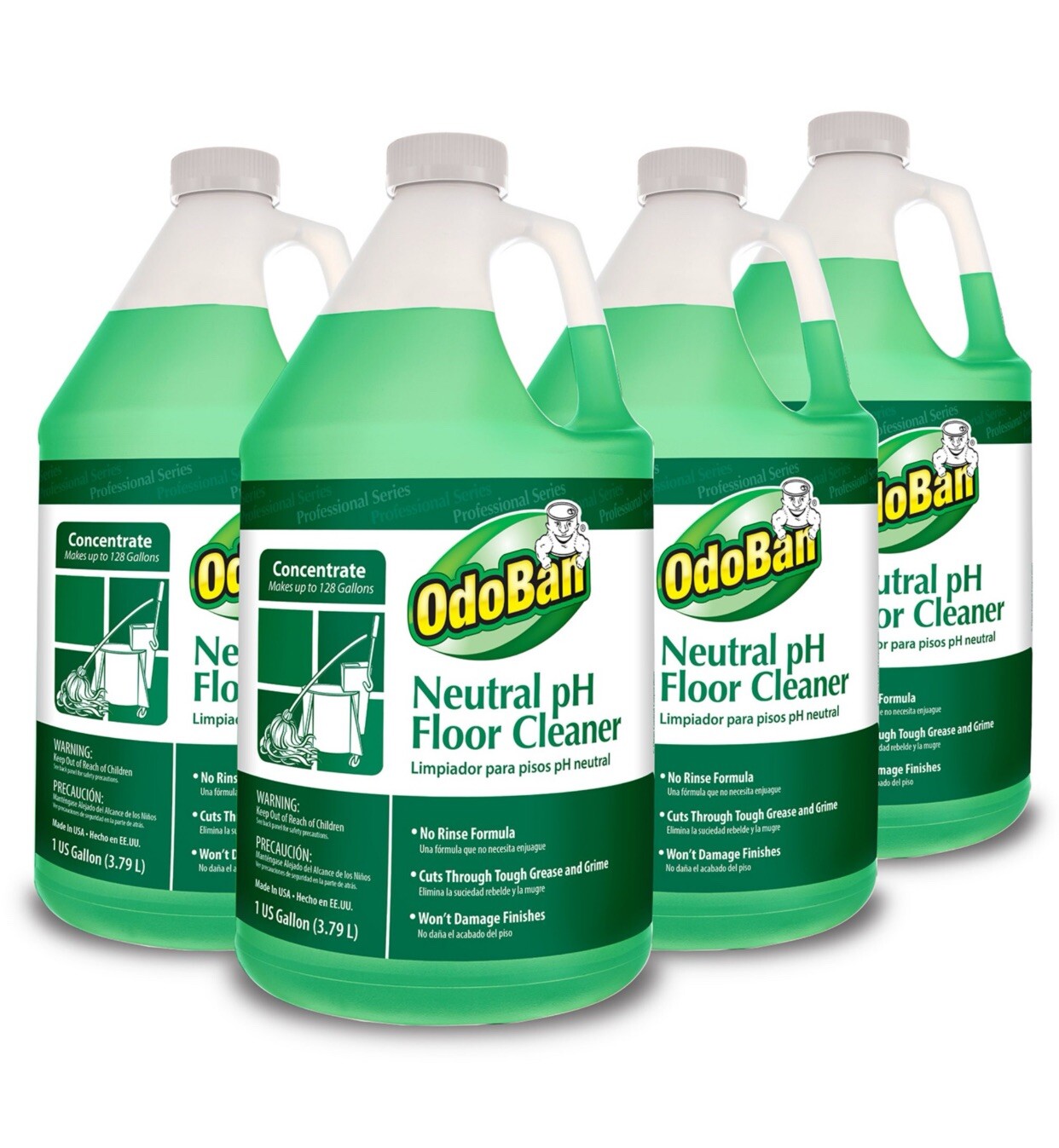 OdoBan Professional Series Neutral pH No Rinse Floor Cleaner Concentrate, 4 Gal.