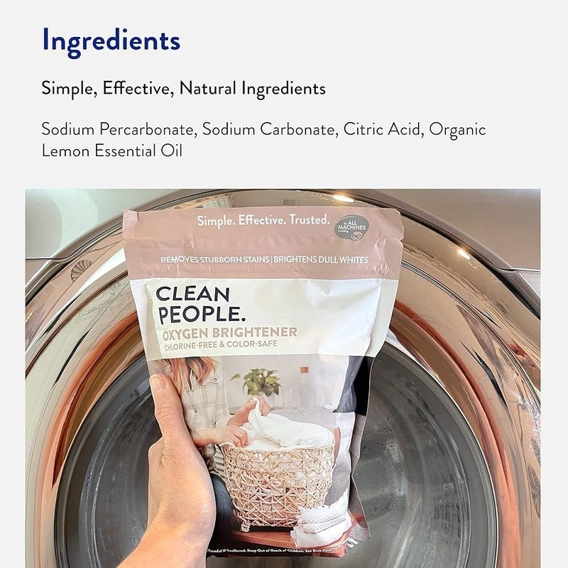 Chlorine Free Oxygen Brightener Stain Remover Safe All Fabrics Vegan Formula New