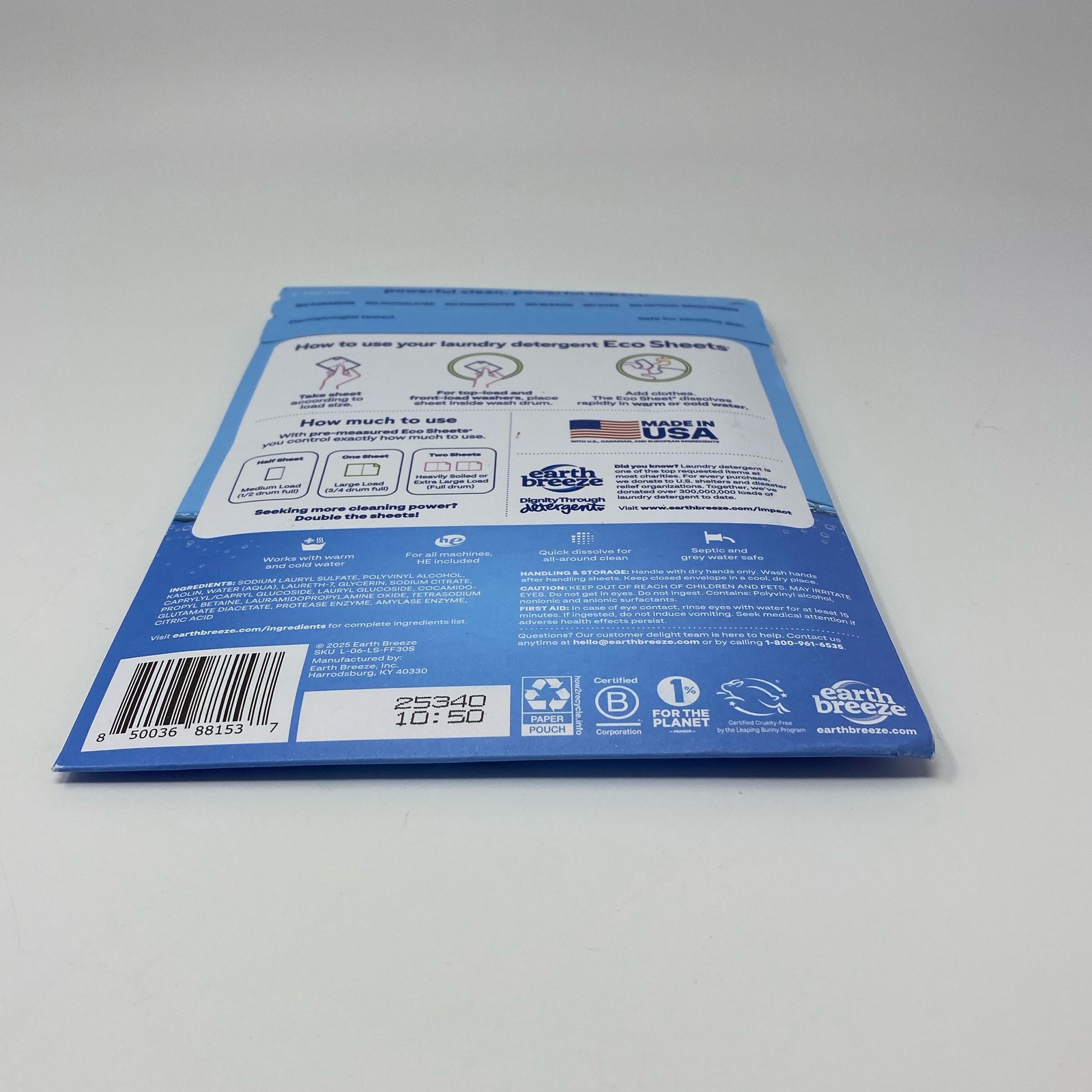 Earth Breeze Fragrance-Free Laundry Detergent Sheets 30ct (60 Loads)